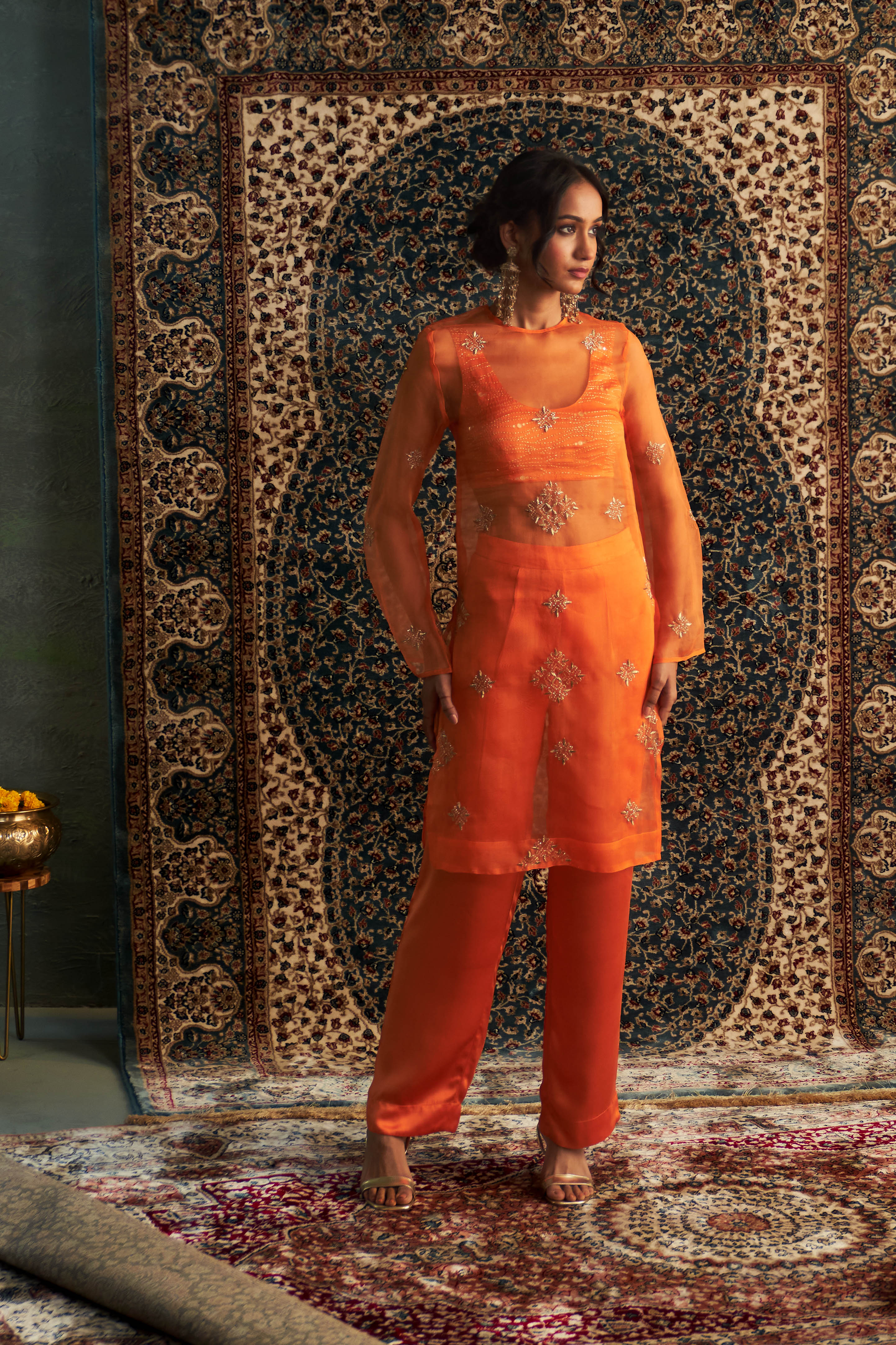 SAFFRON STRAIGHT KURTA SET