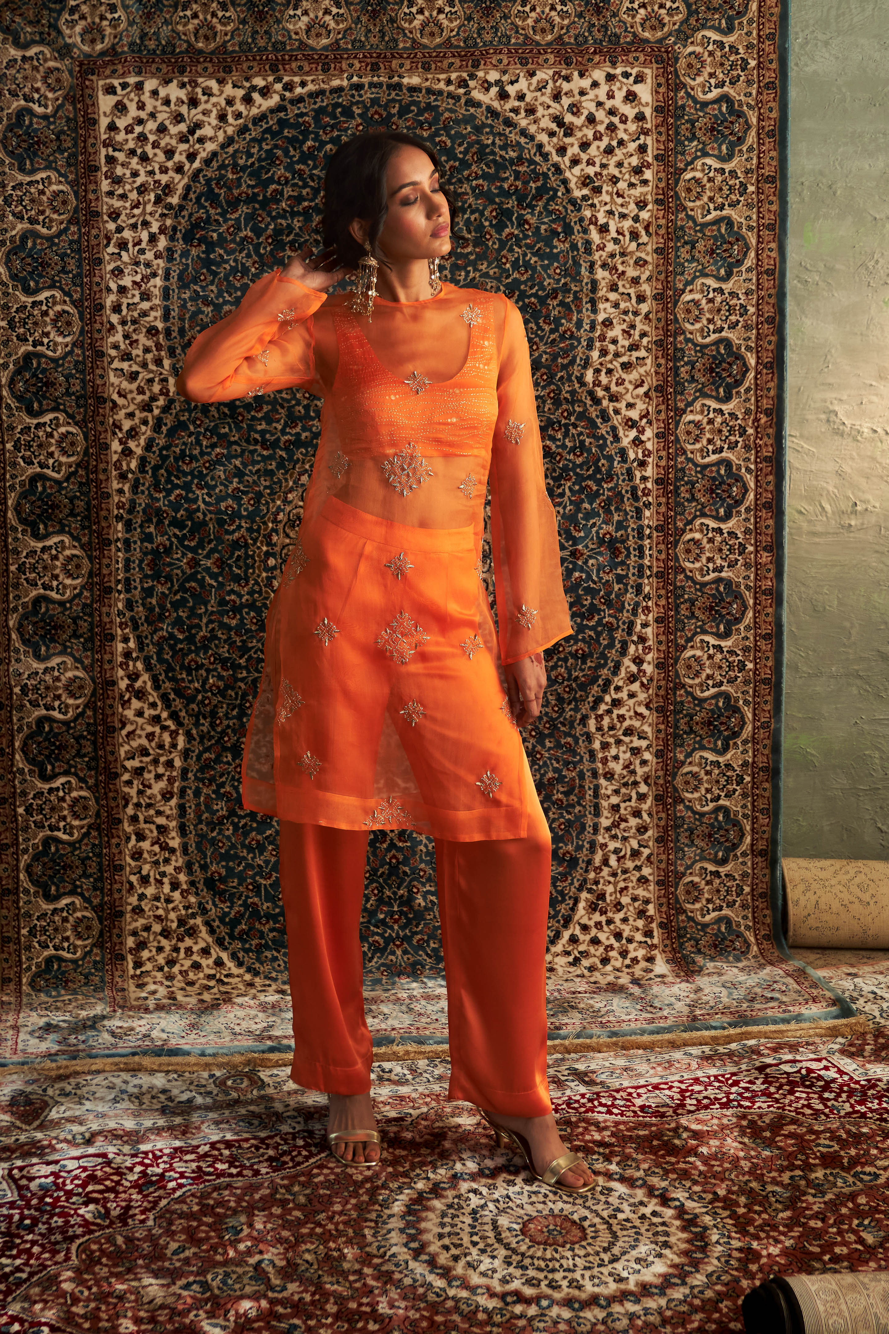 SAFFRON STRAIGHT KURTA SET