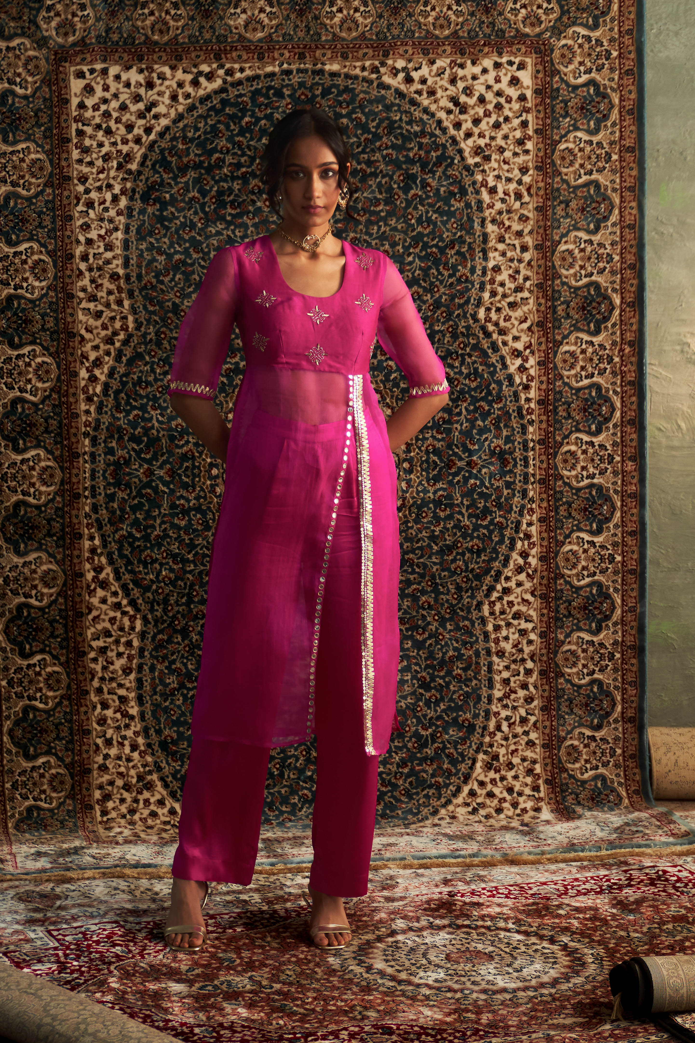 PRARAMBH EMBROIDERED STRAIGHT KURTA SET