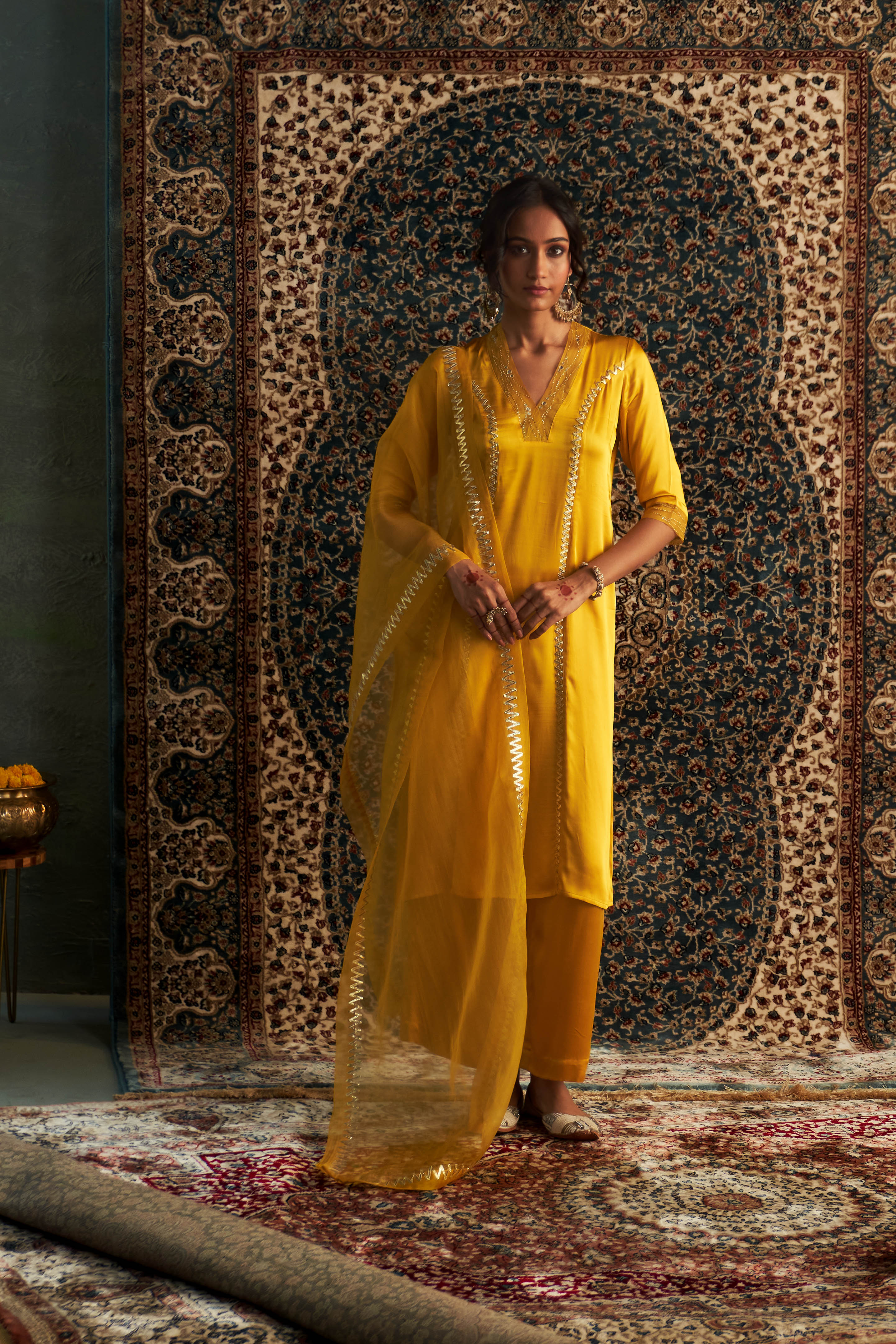 MARIGOLD EMBROIDERED KURTA SET