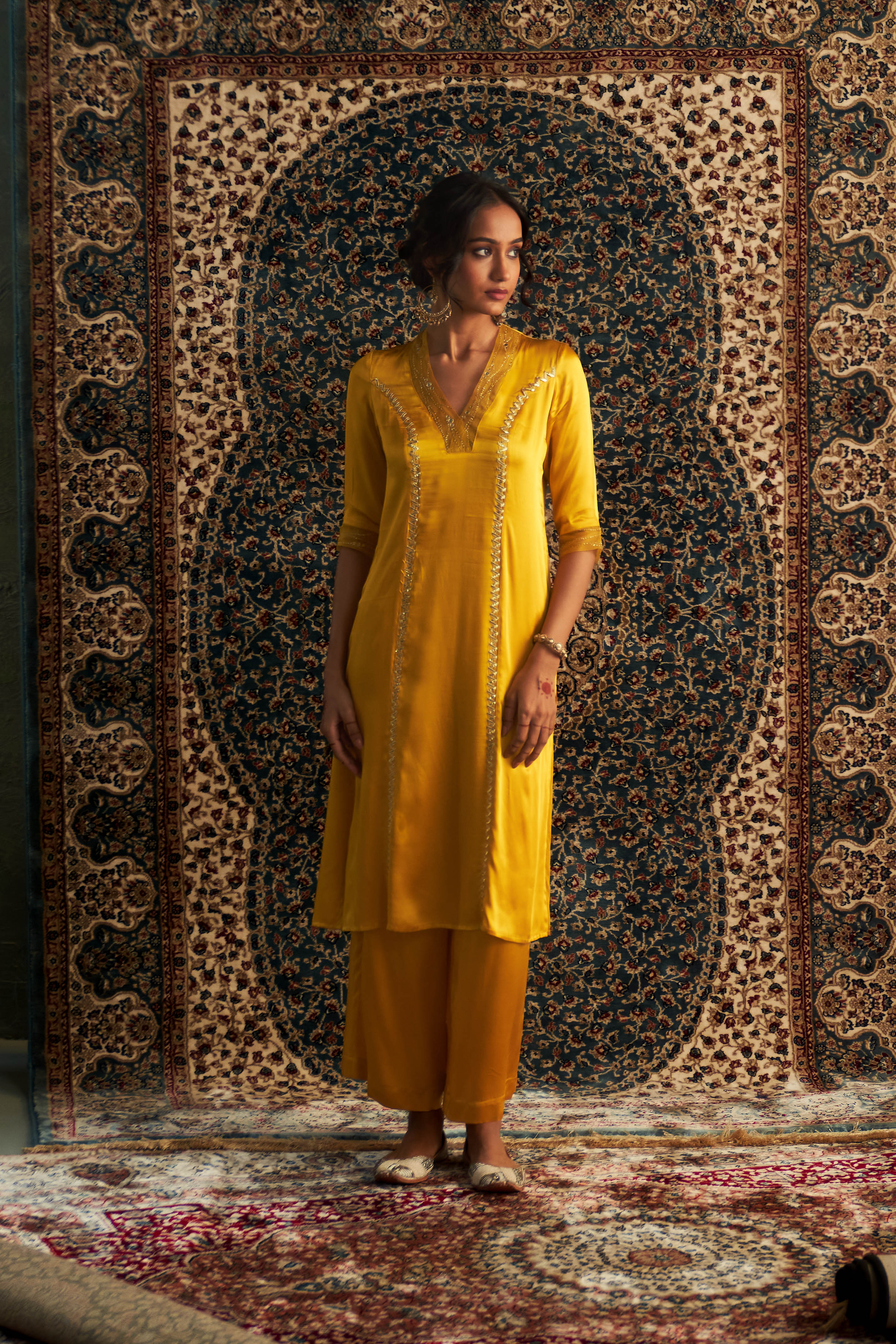 MARIGOLD EMBROIDERED KURTA SET