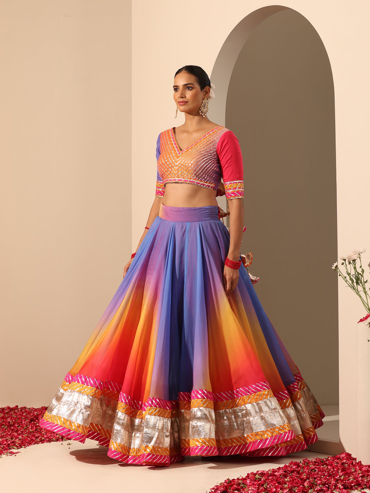 GUL RANGRITI LEHENGA