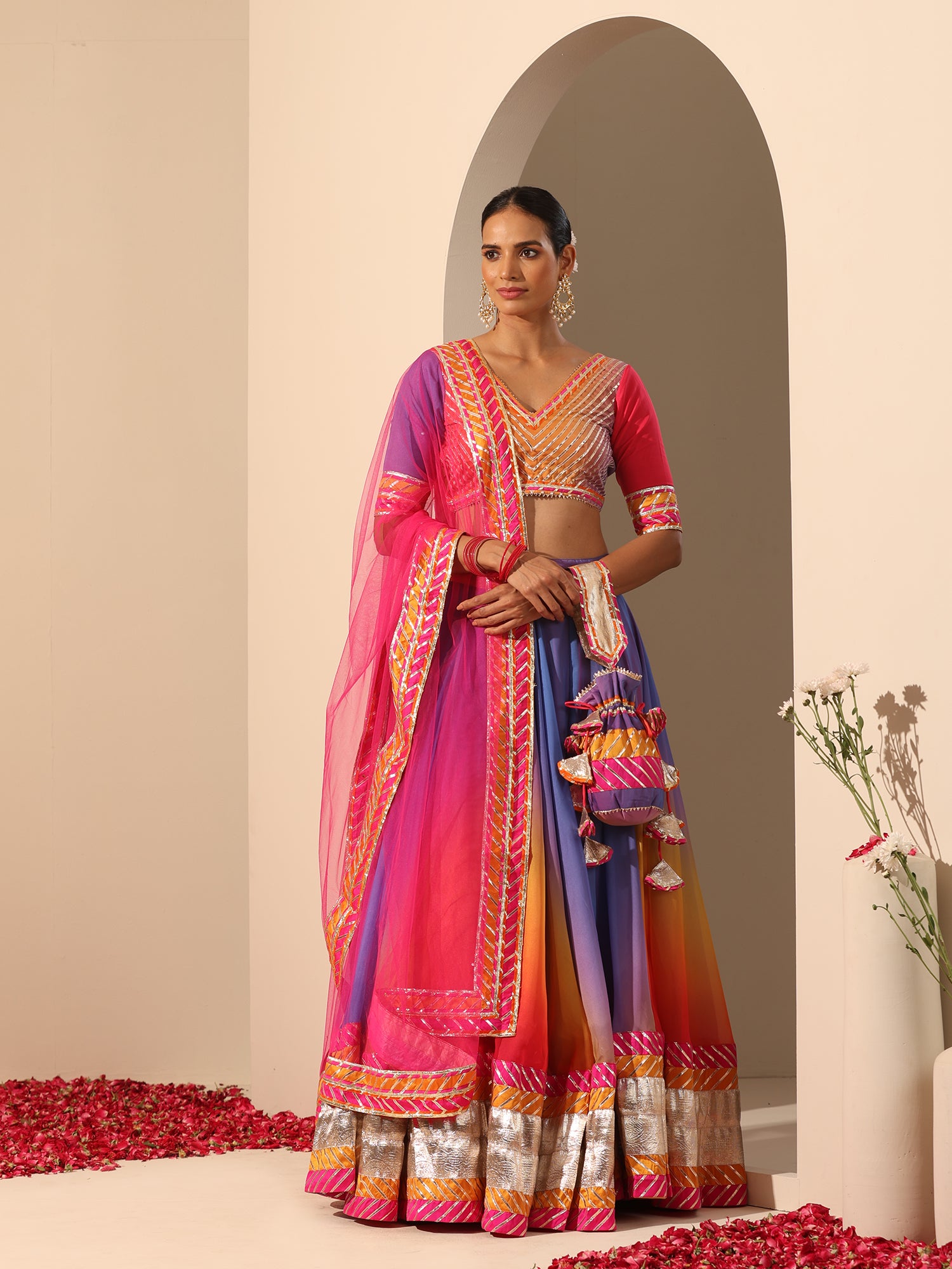 GUL RANGRITI LEHENGA