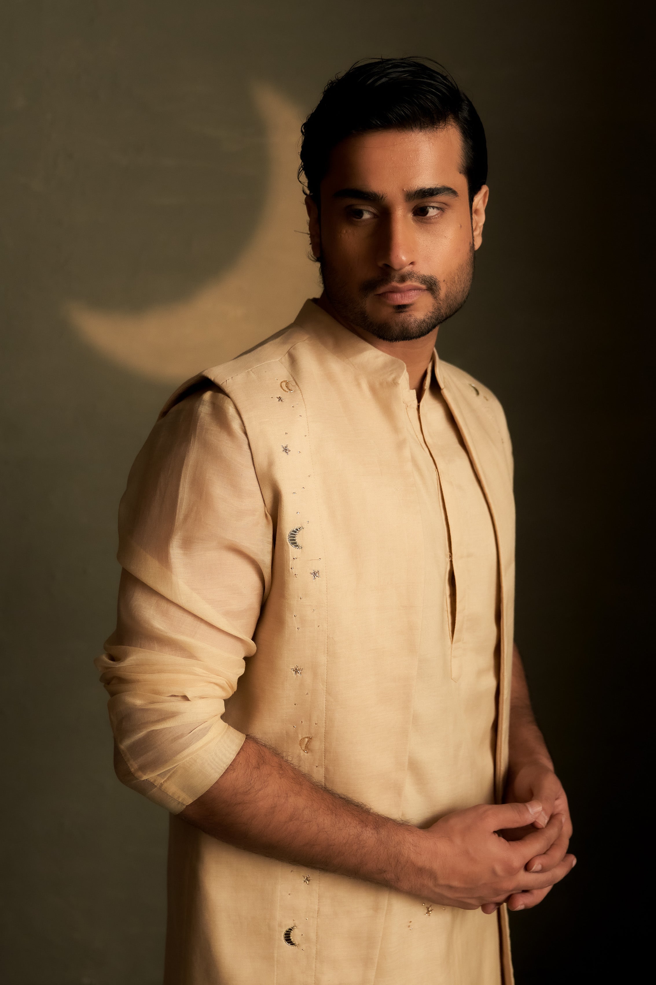 BEIGE LONG OPEN JACKET