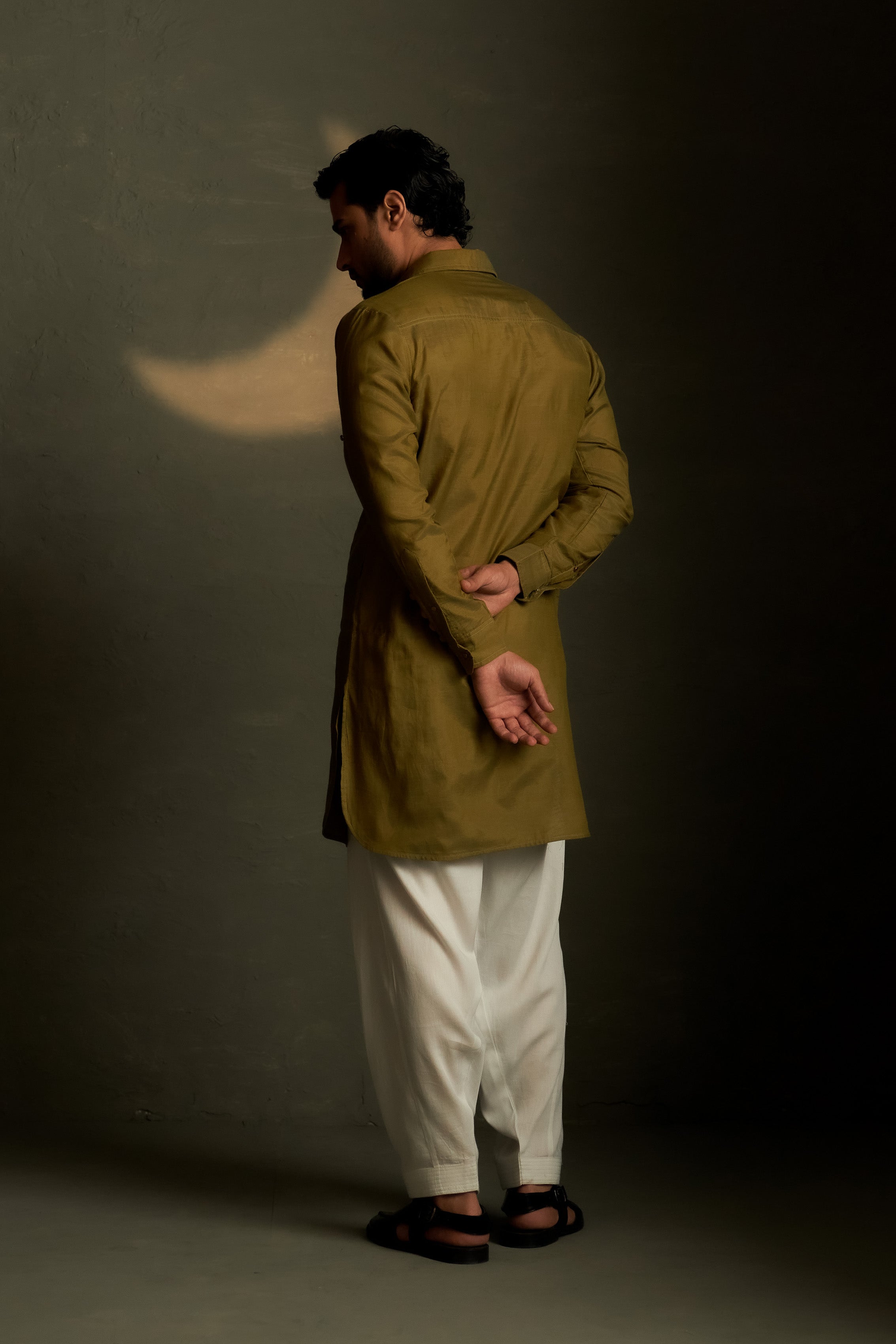 OLIVE DUSK PATHANI KURTA SET