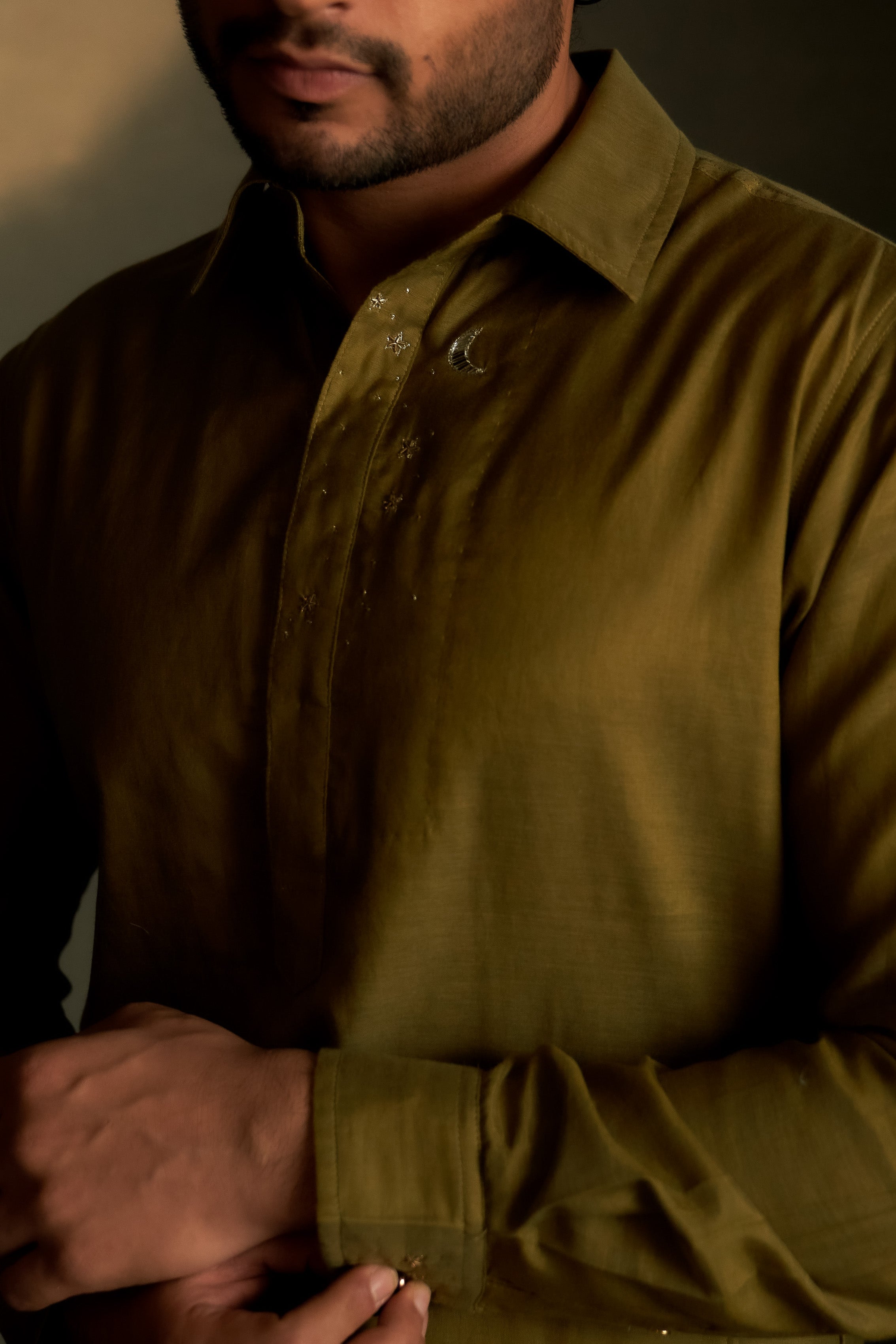 OLIVE DUSK PATHANI KURTA SET