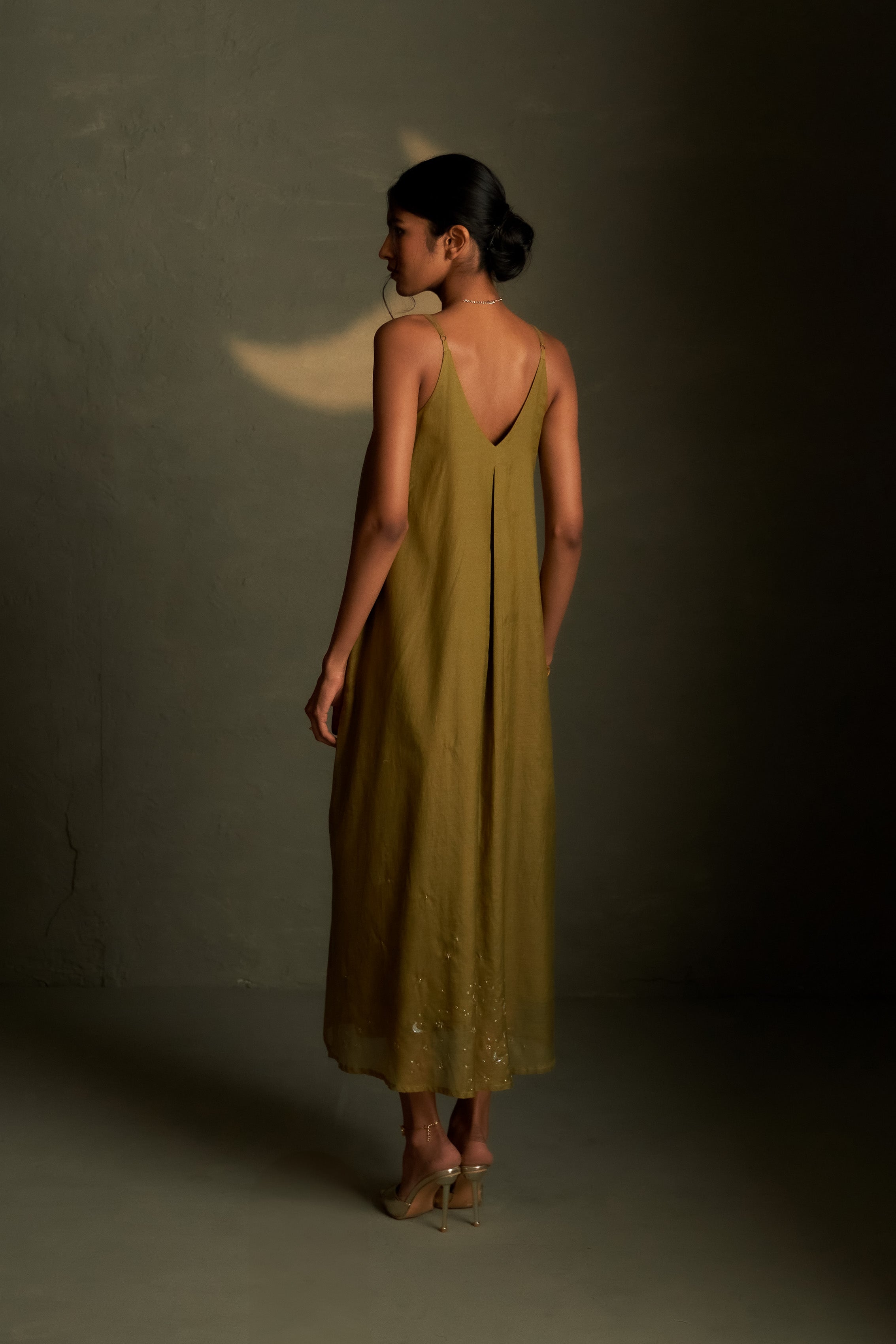 OLIVE DUSK CHAAND SITARA DRESS