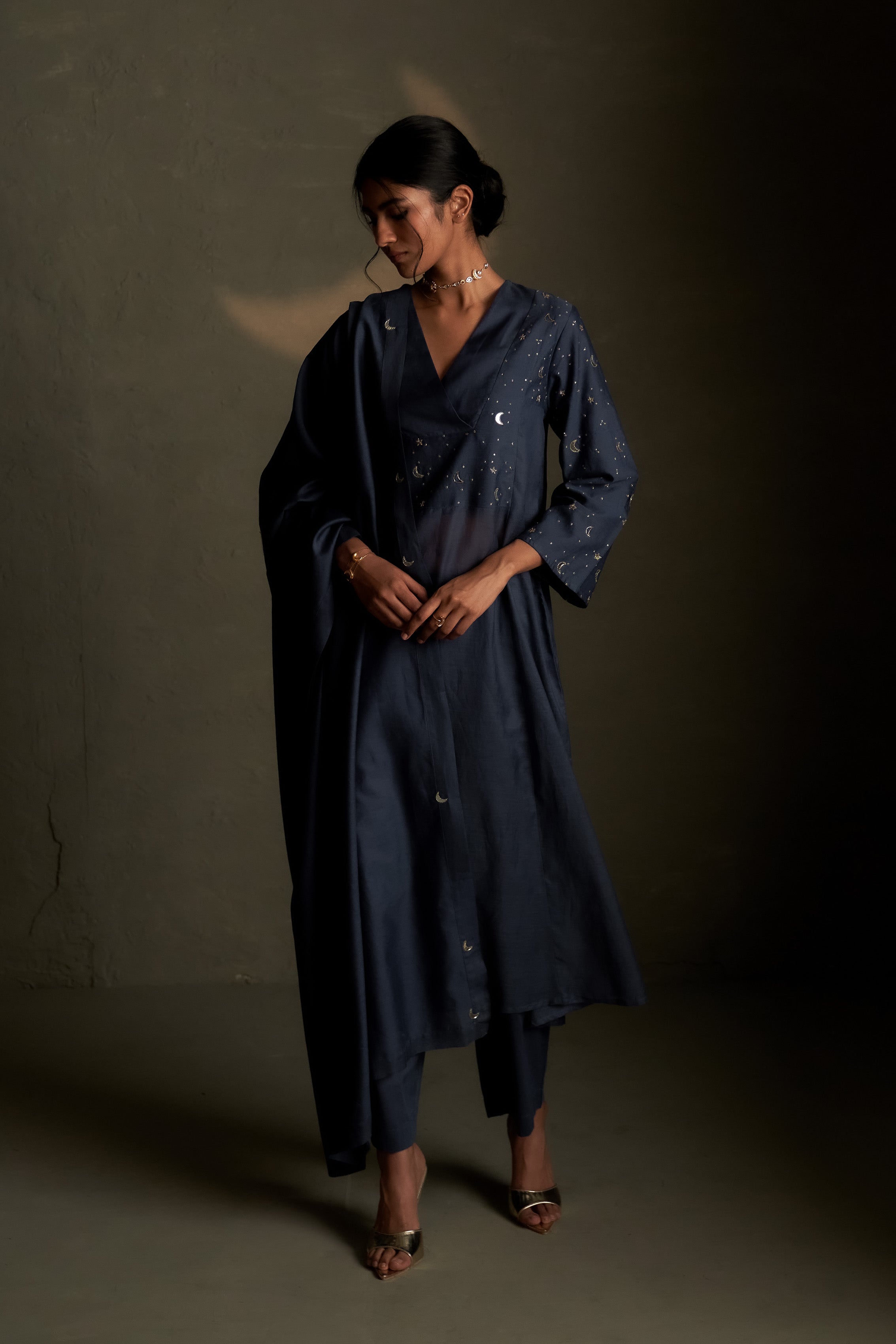 BLUE DUSK DOUBLE YOKE KURTA SET