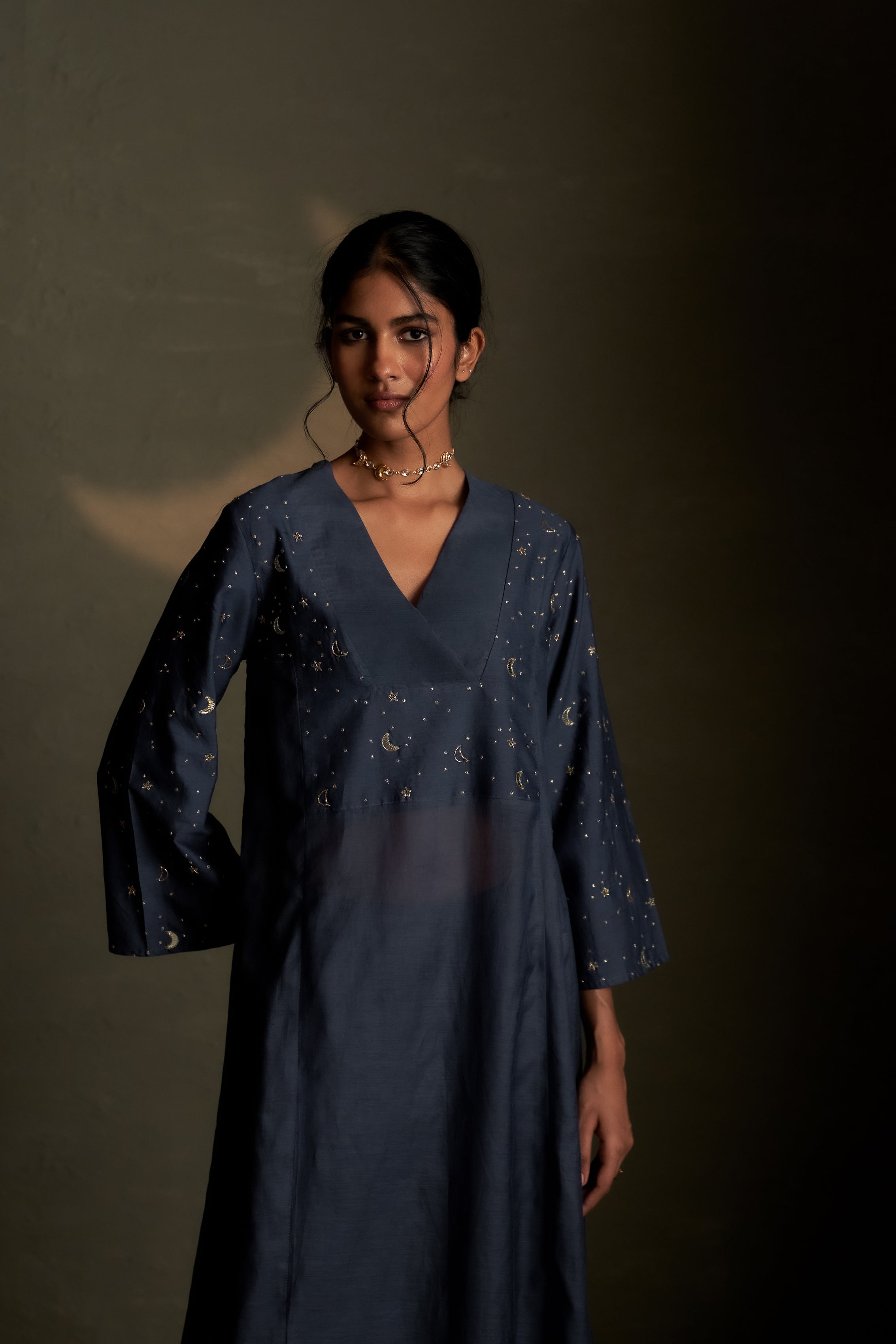 BLUE DUSK DOUBLE YOKE KURTA SET
