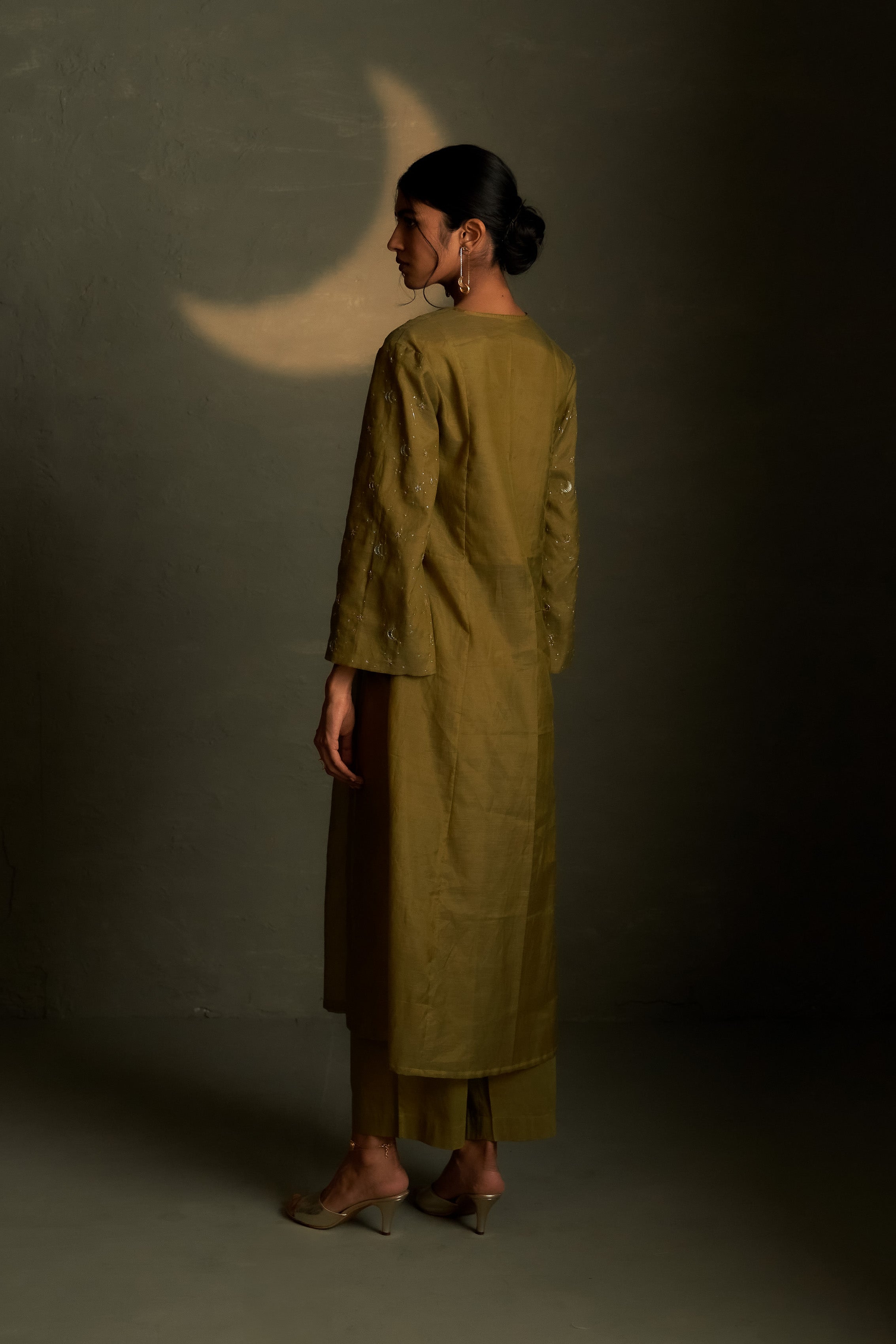 OLIVE DUSK DOUBLE YOKE KURTA SET