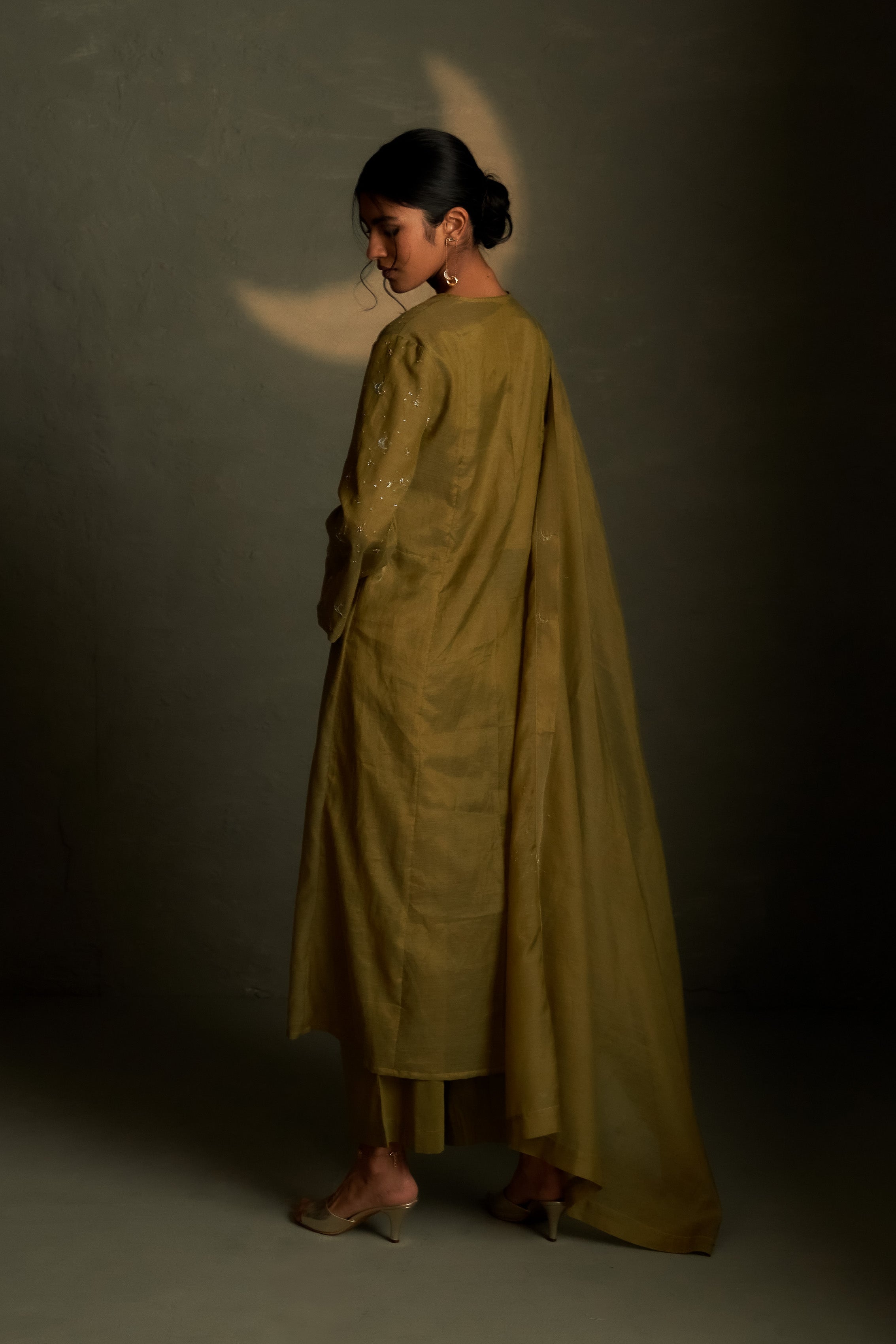 OLIVE DUSK DOUBLE YOKE KURTA SET