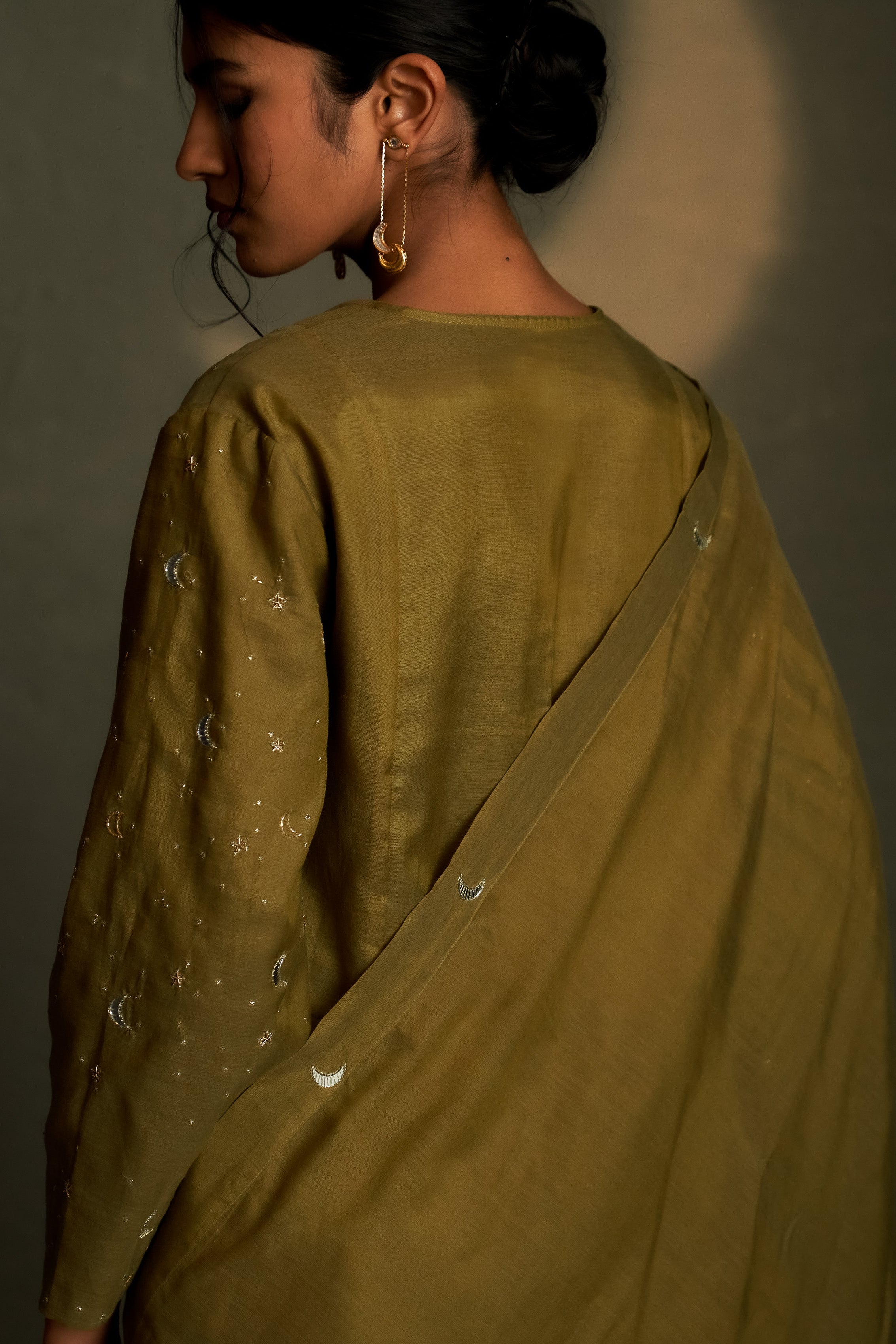 OLIVE DUSK DOUBLE YOKE KURTA SET