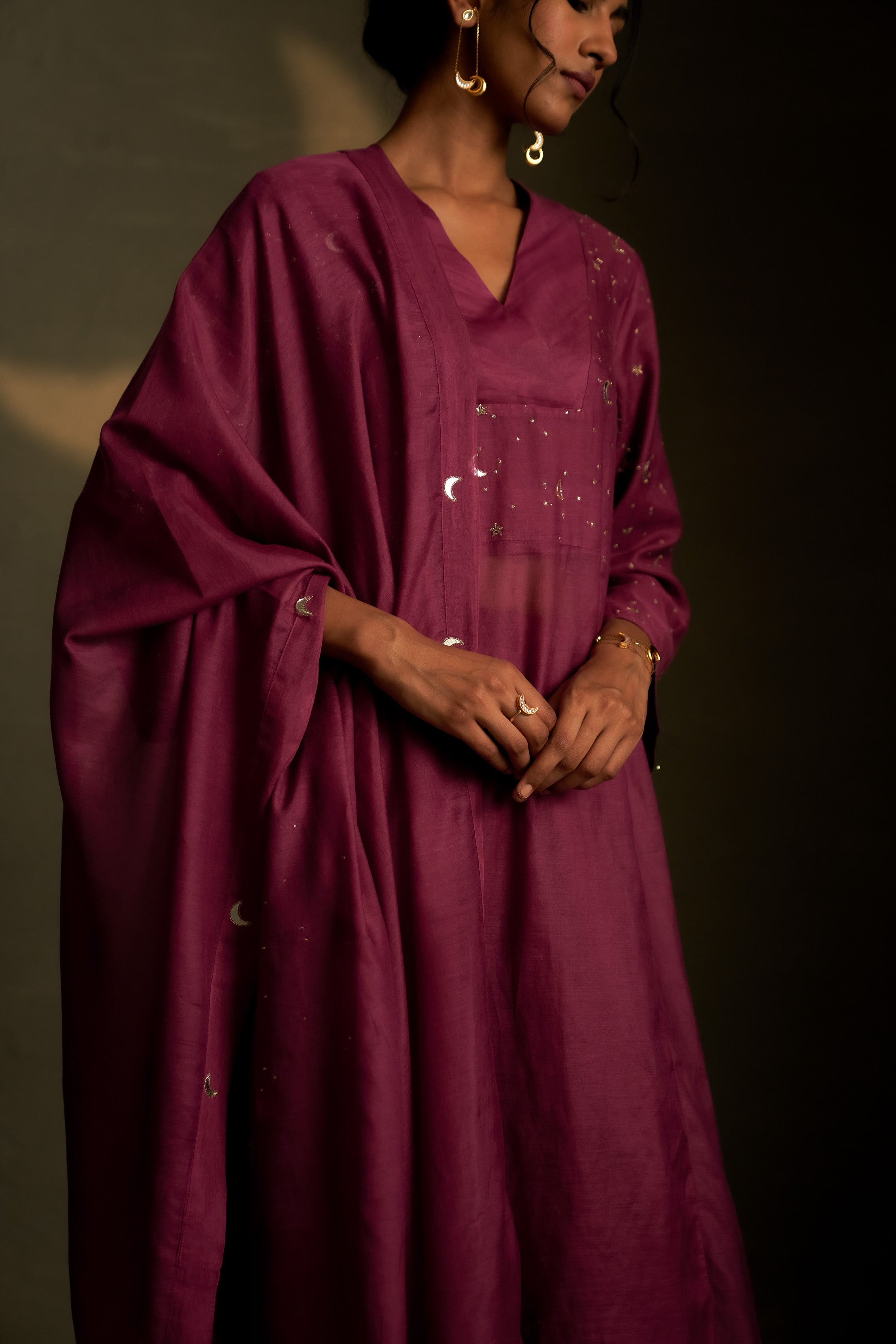 TWILIGHT MAGENTA DOUBLE YOKE KURTA SET