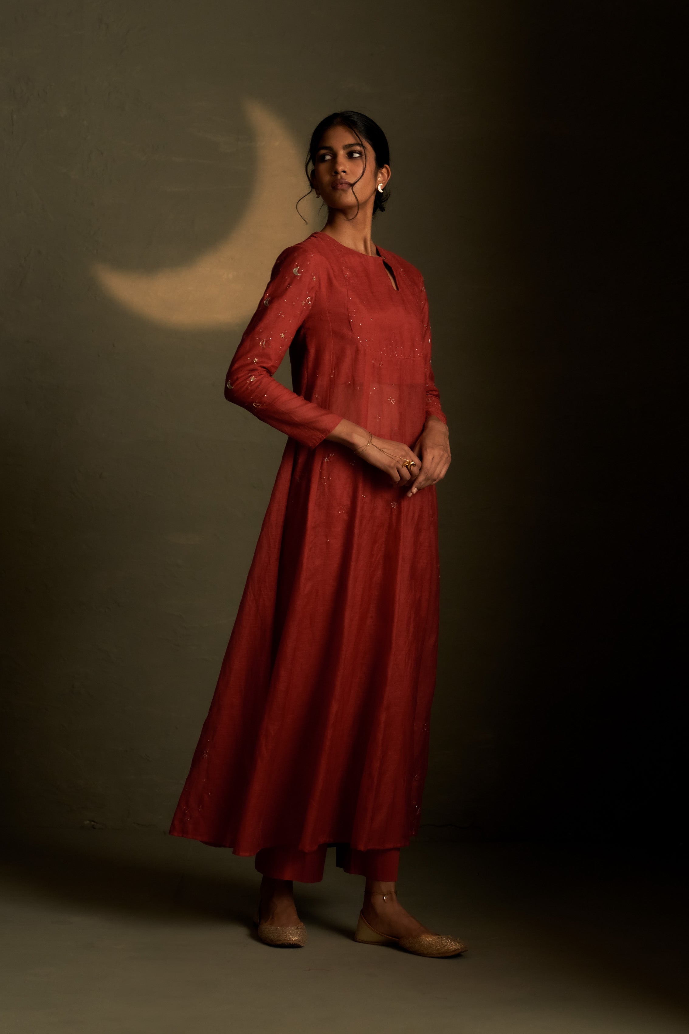 MOONLIT CRIMSON CHAAND ANARKALI SET