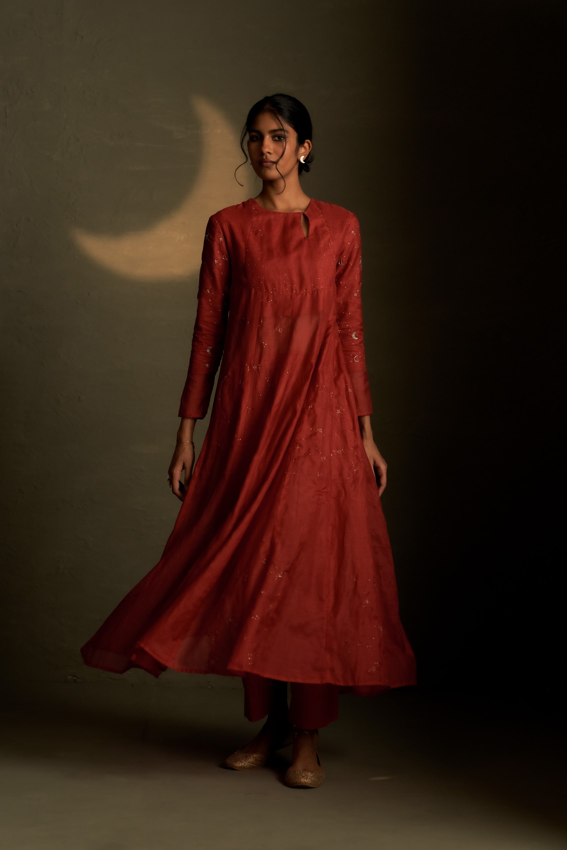 MOONLIT CRIMSON CHAAND ANARKALI SET