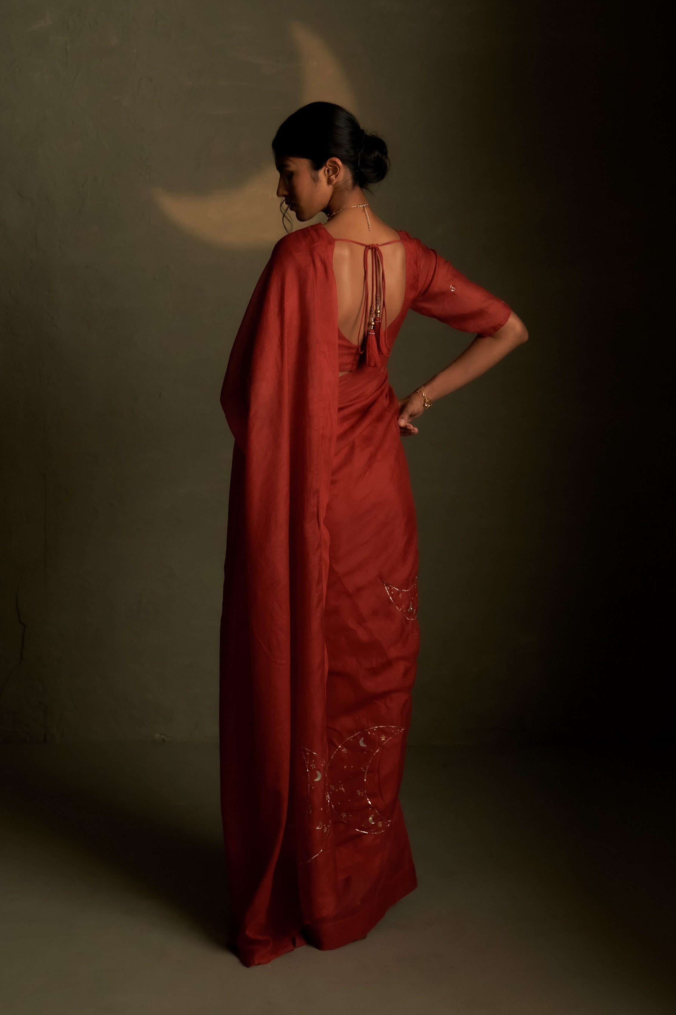 CHAAND SAREE WITH SLEEVE BLOUSE