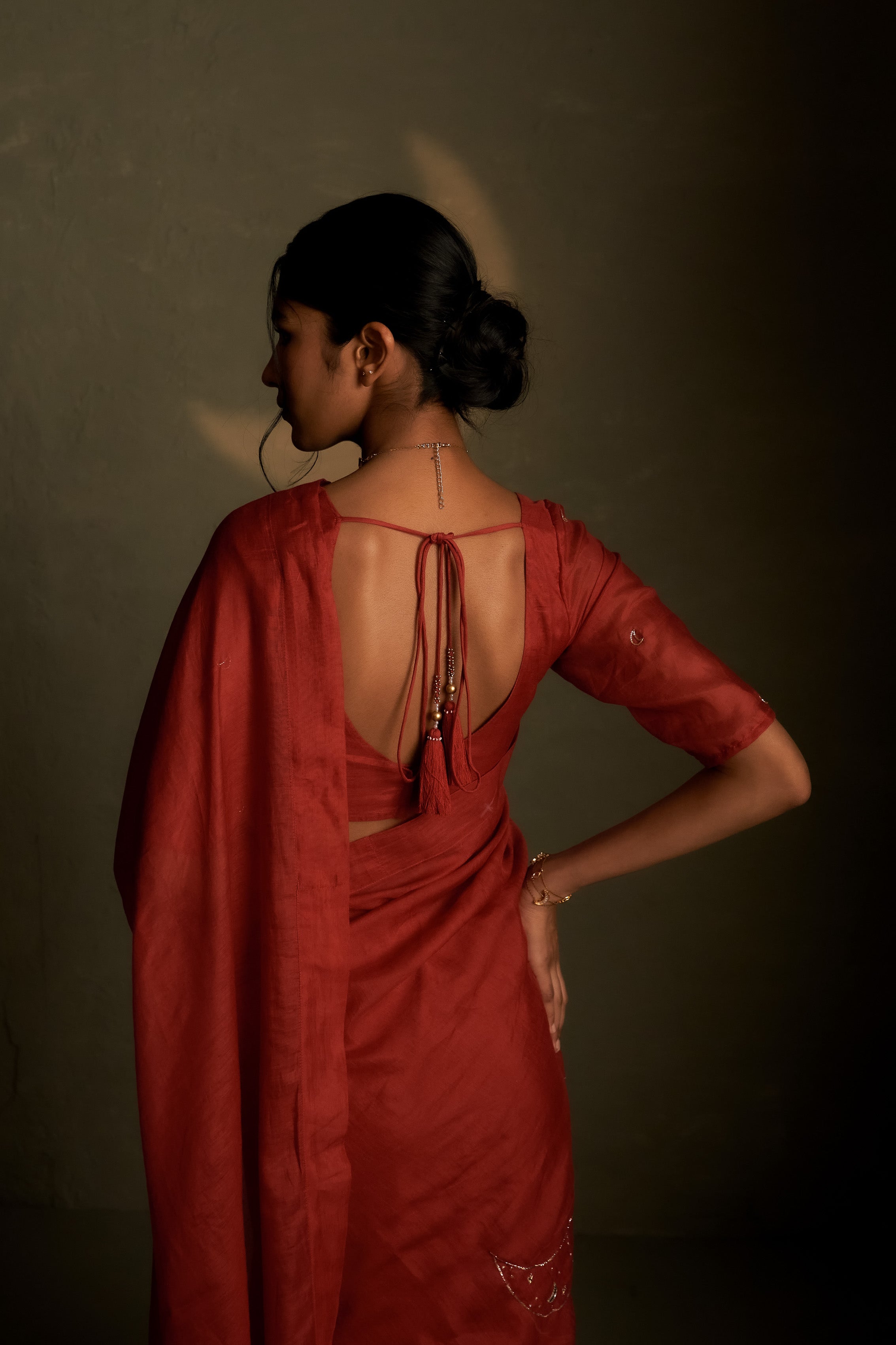 CHAAND SAREE WITH SLEEVE BLOUSE