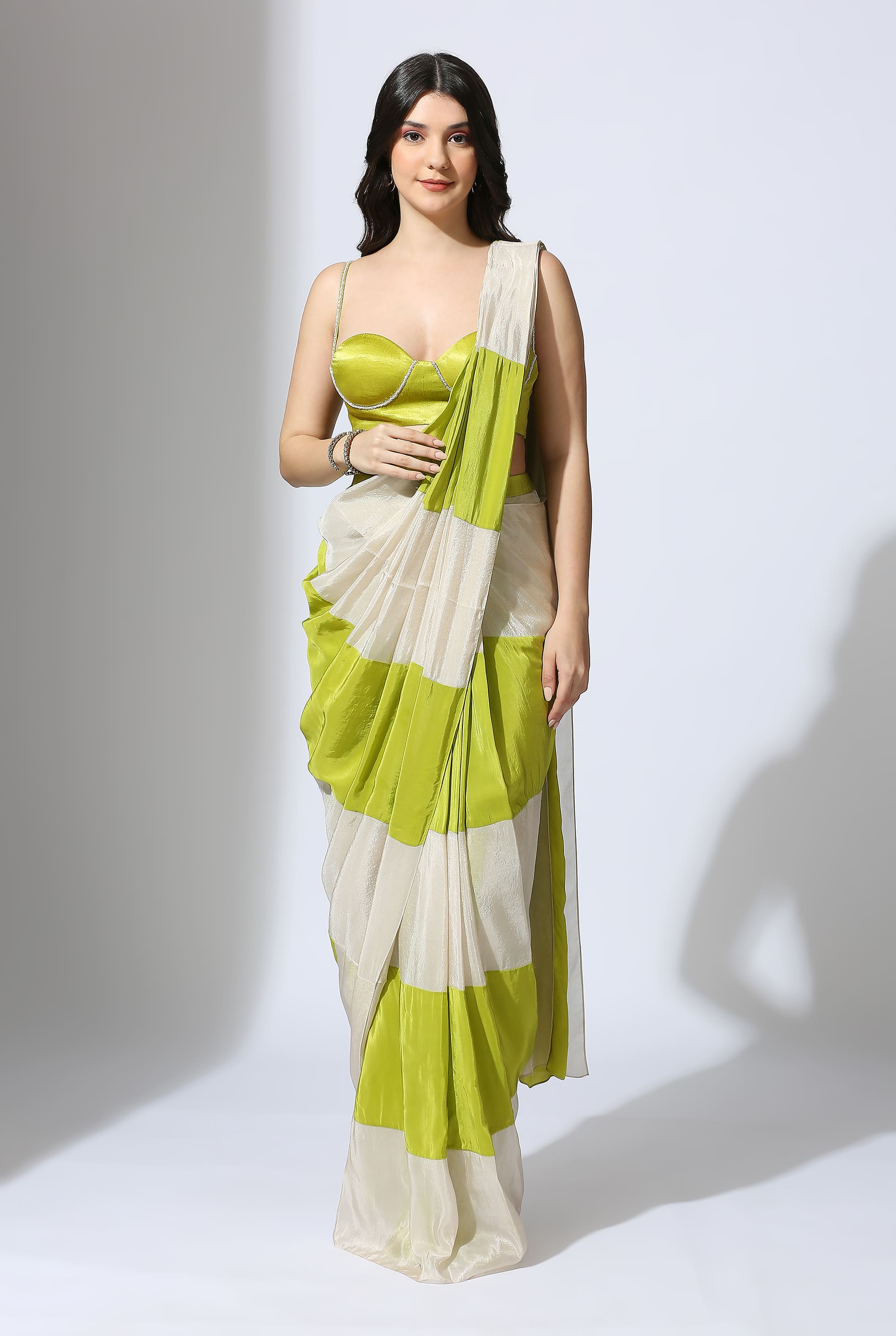 LIME GREEN & TISSUE SAREE