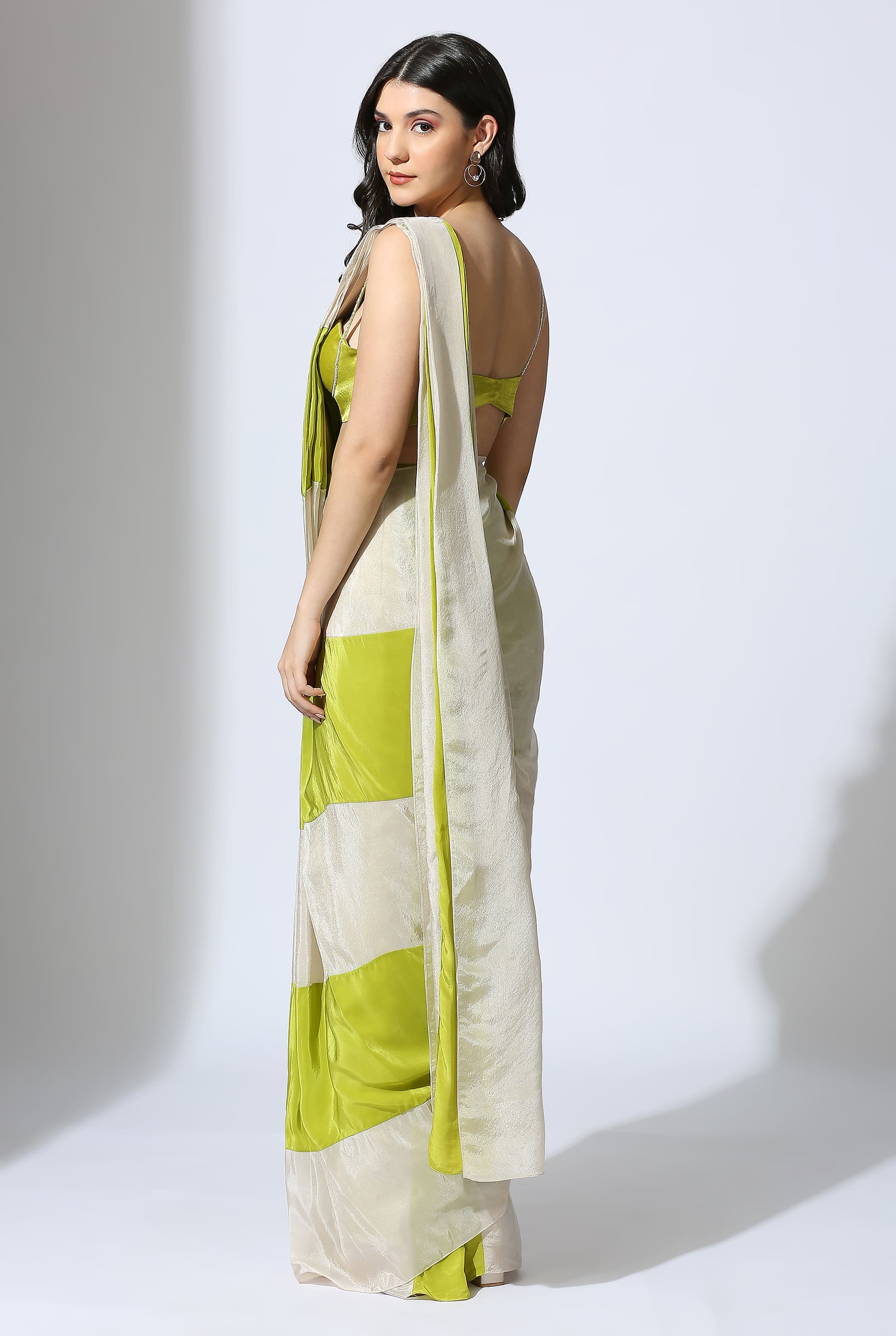 LIME GREEN & TISSUE SAREE