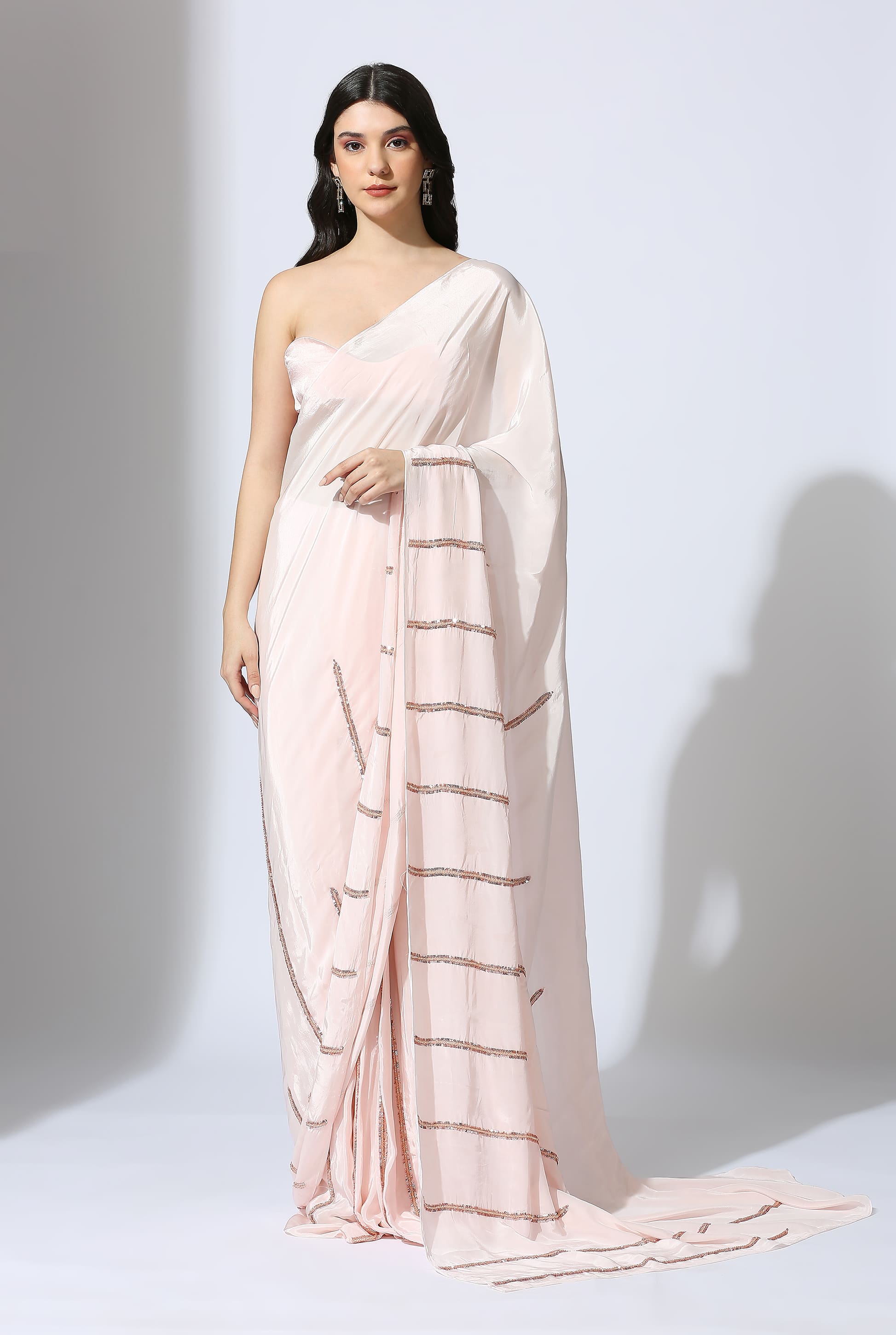 BABY PINK EMBROIDERED SAREE