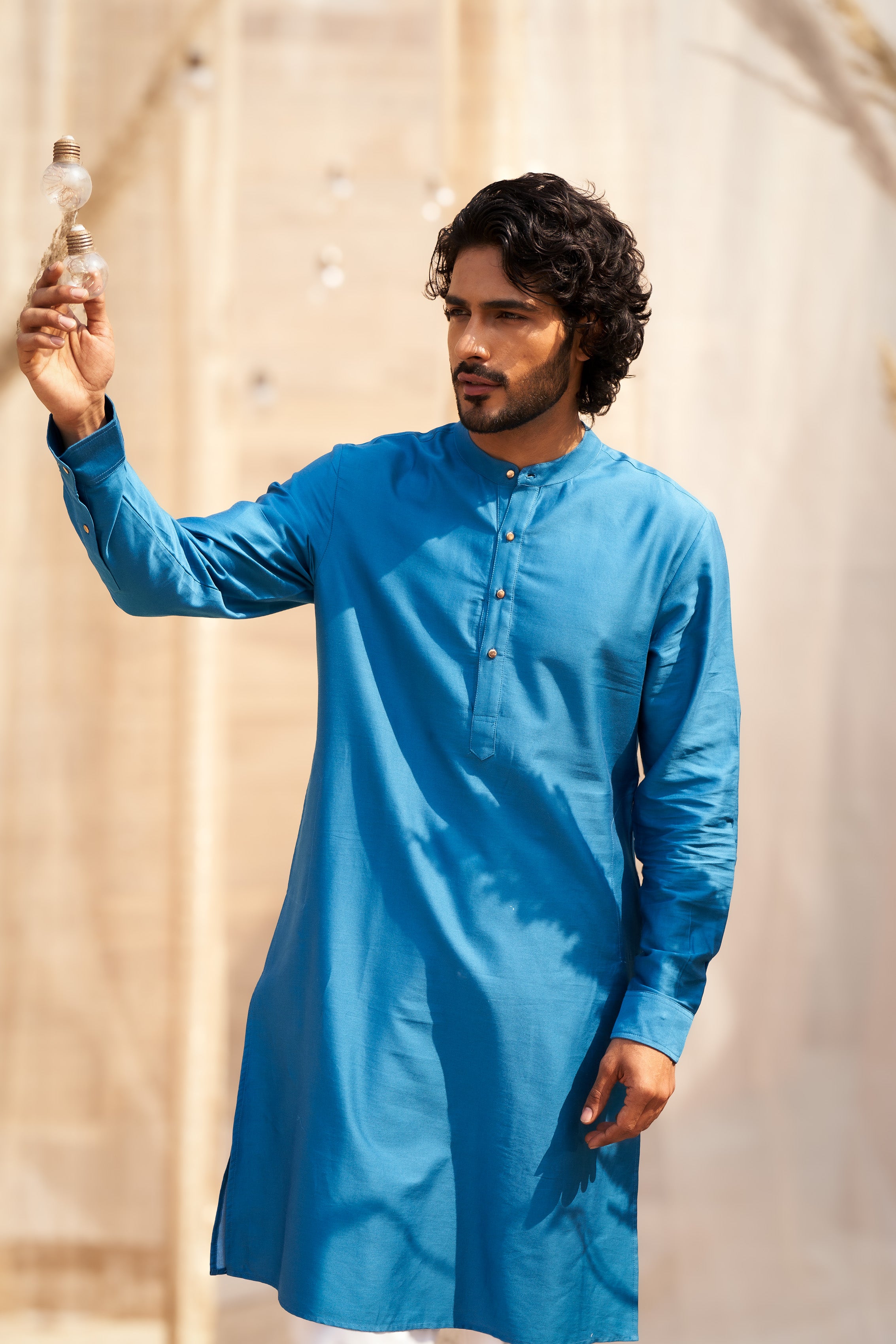 OCEAN BLUE KURTA SET WITH STRAIGHT PANTS