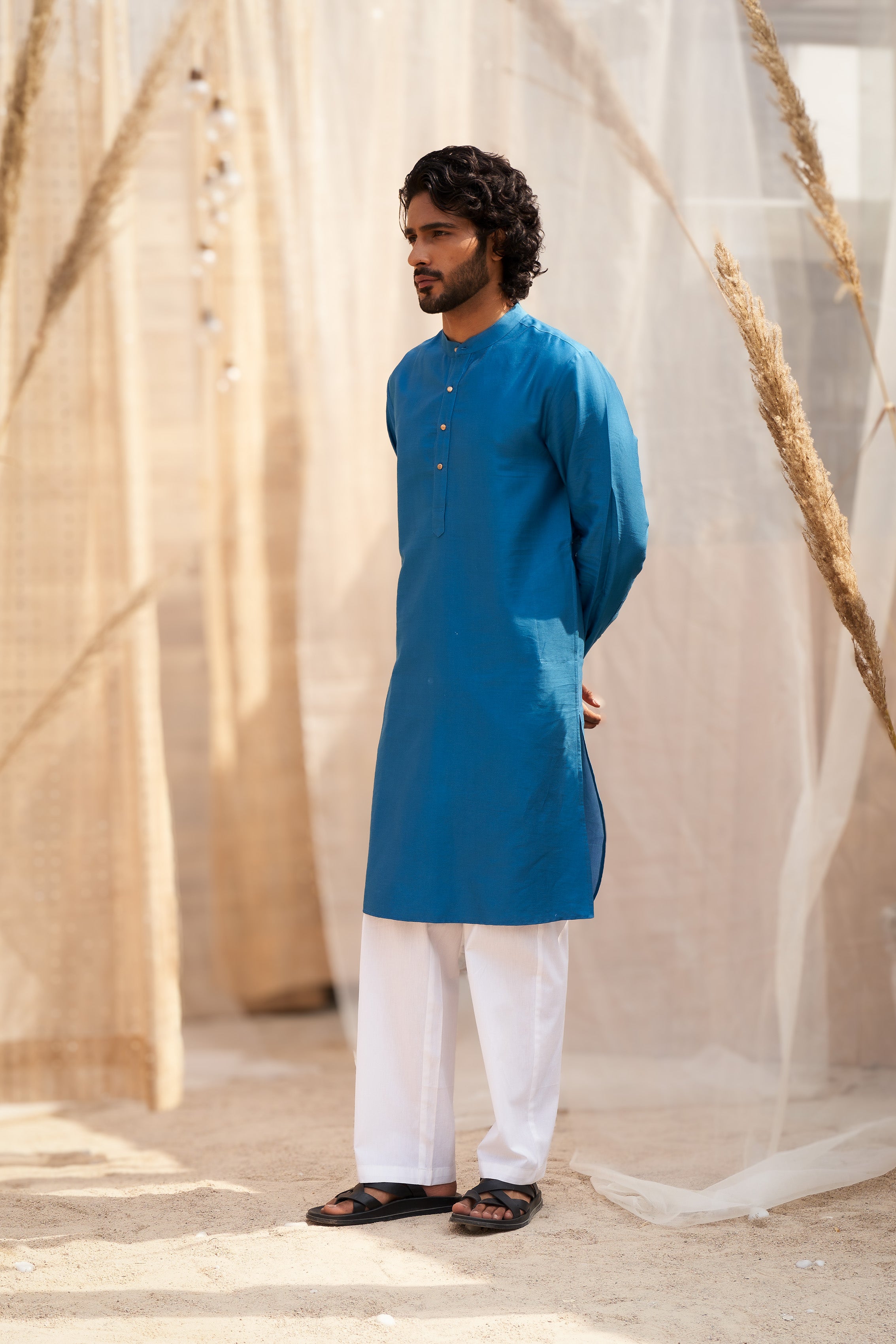 OCEAN BLUE KURTA SET WITH STRAIGHT PANTS