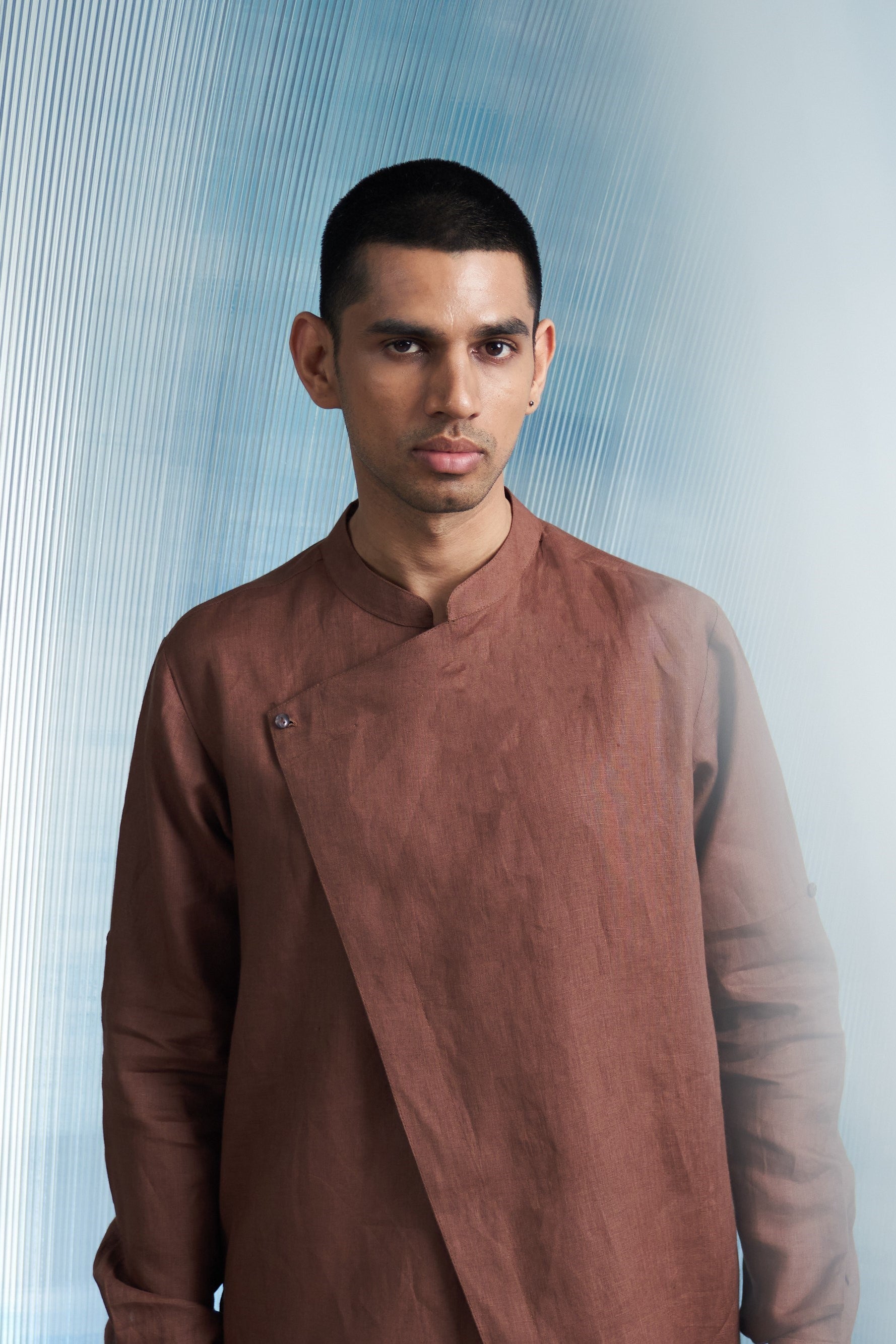 AURA WOODY BROWN SLANT KURTA SET