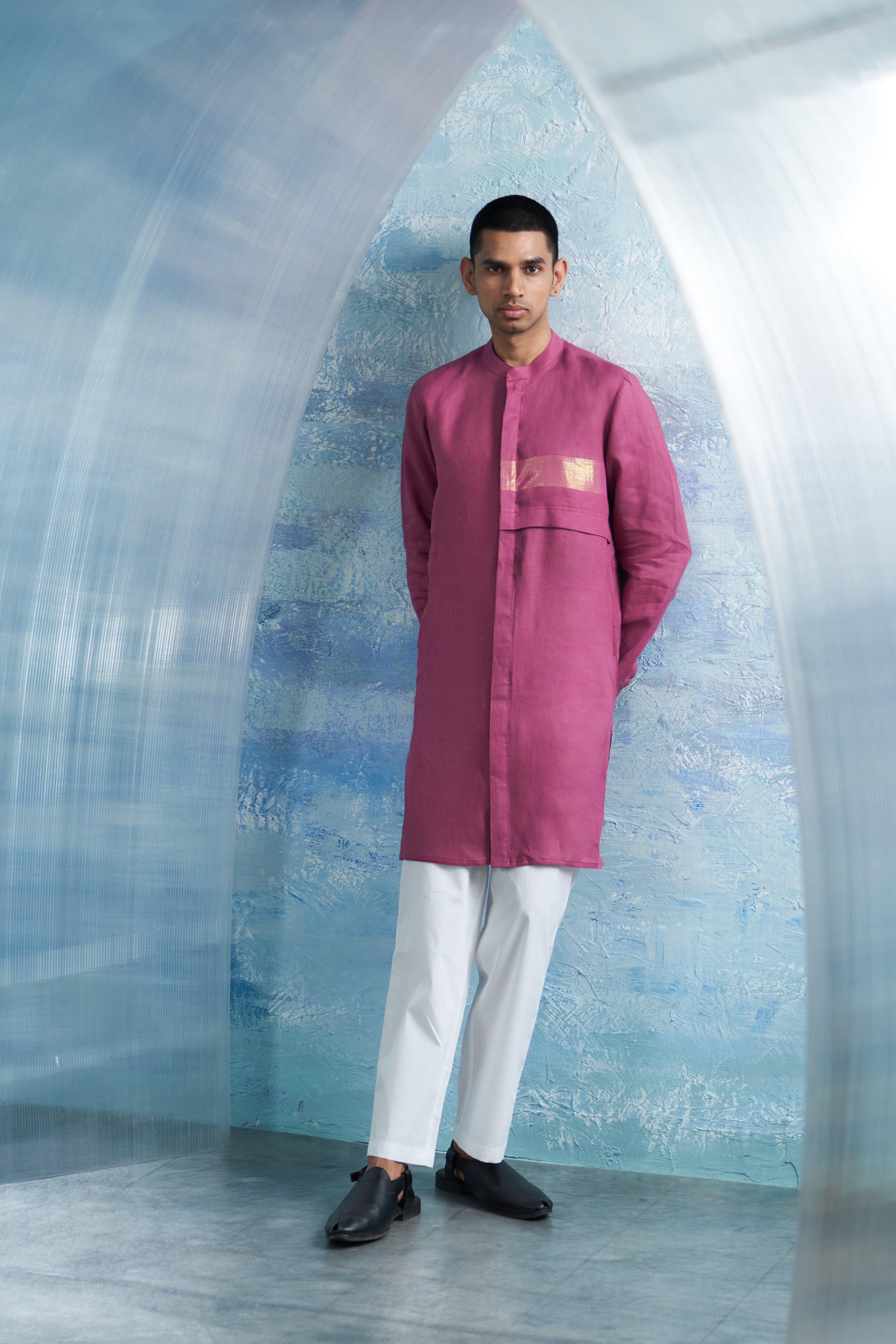 GRAPE PINK PLACKET KURTA SET