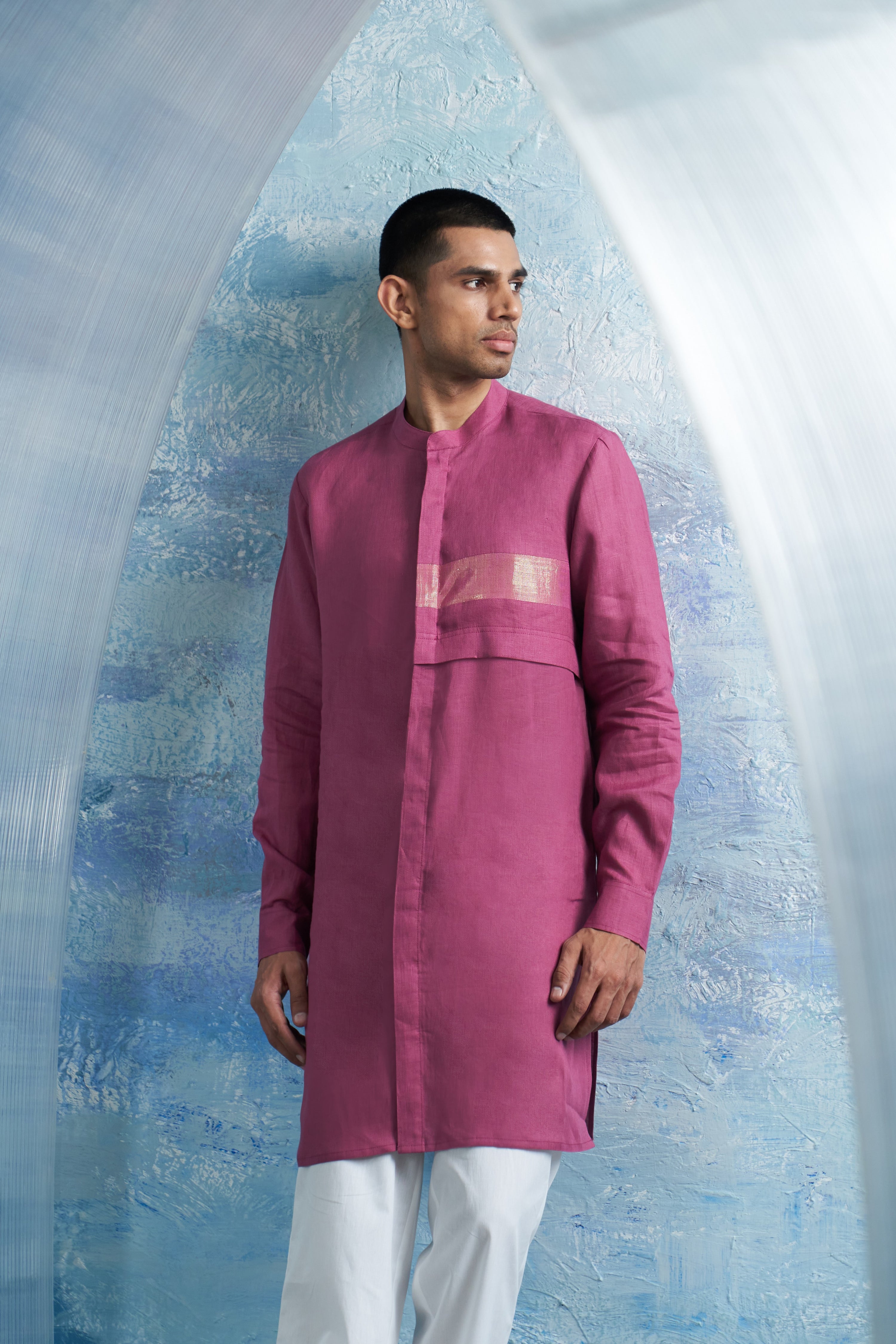 GRAPE PINK PLACKET KURTA SET