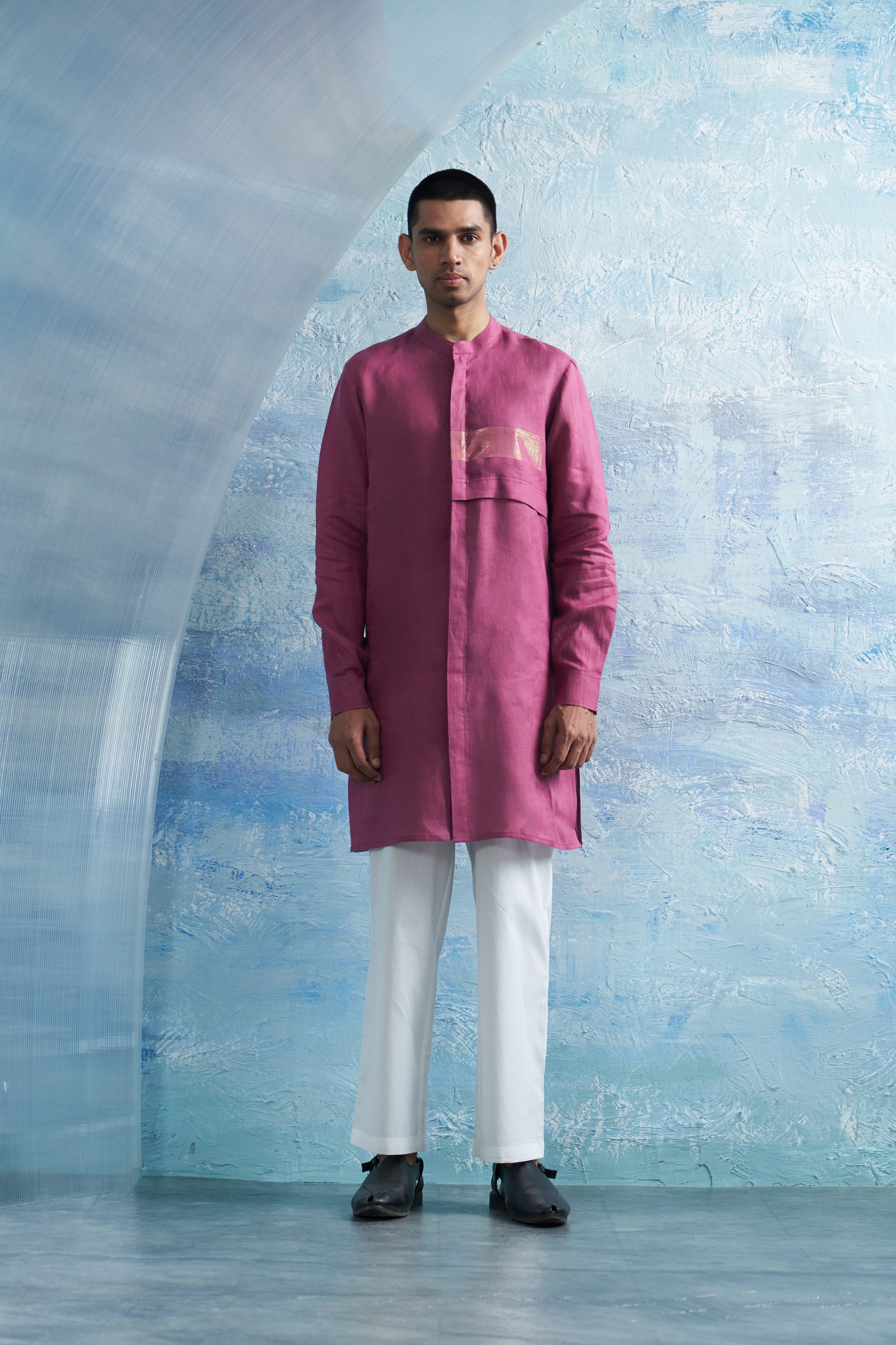 GRAPE PINK PLACKET KURTA SET