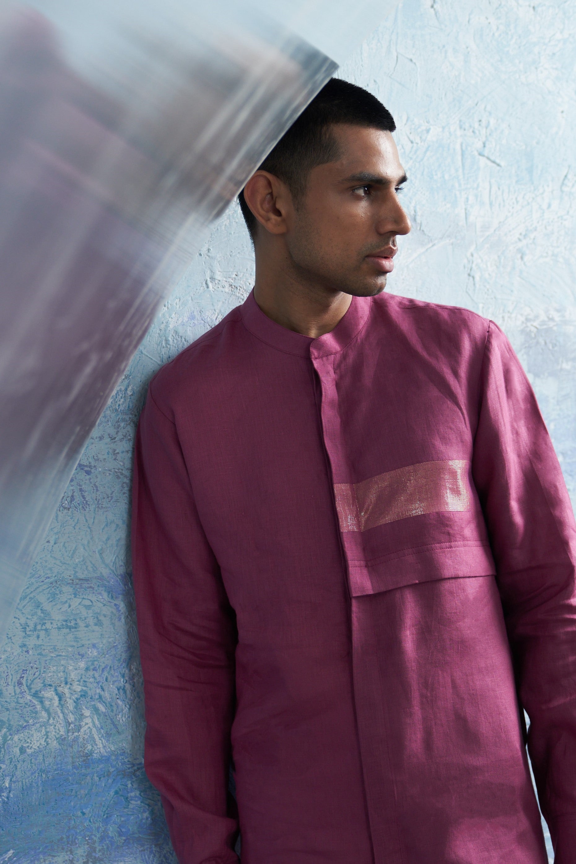 GRAPE PINK PLACKET KURTA SET