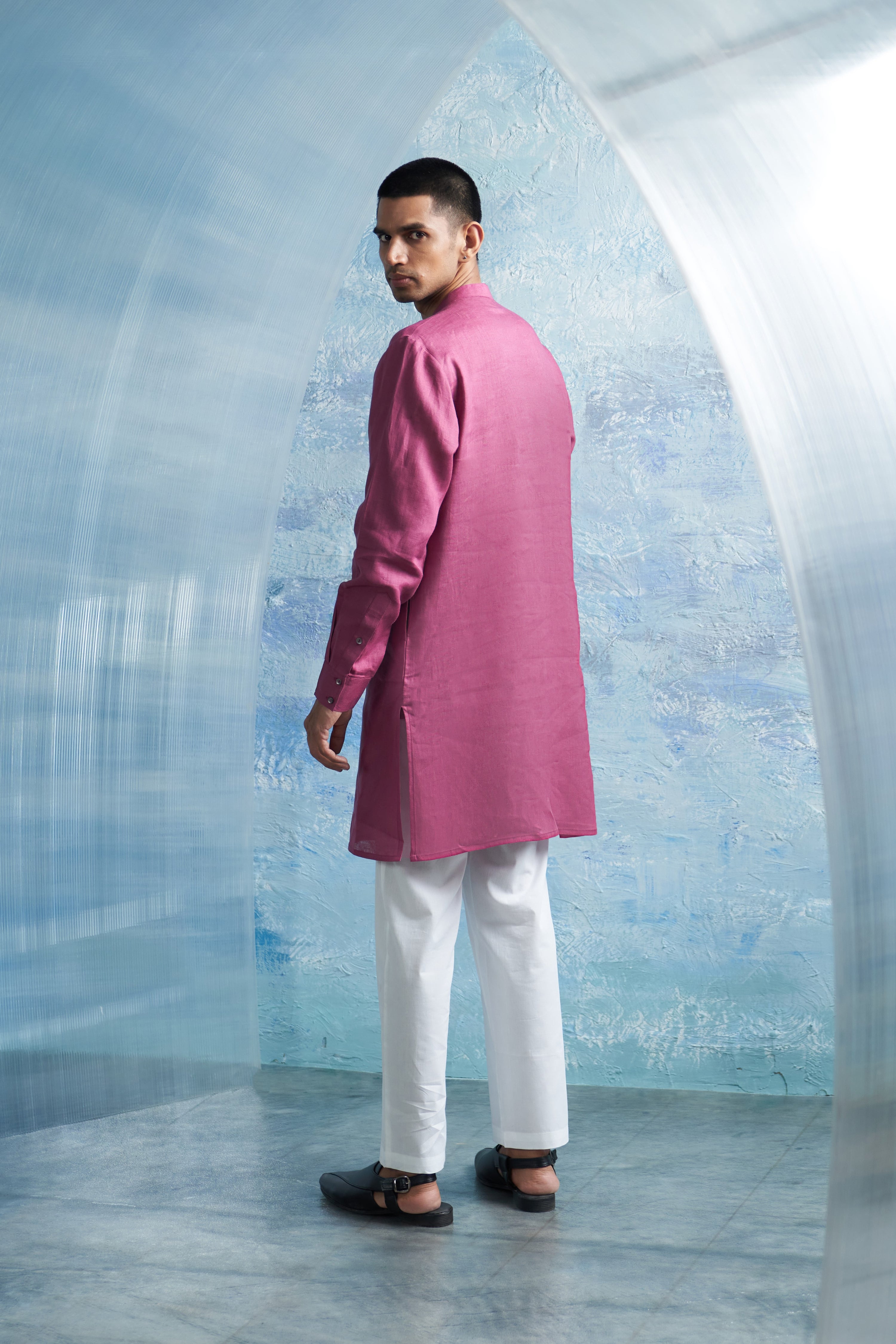 GRAPE PINK PLACKET KURTA SET