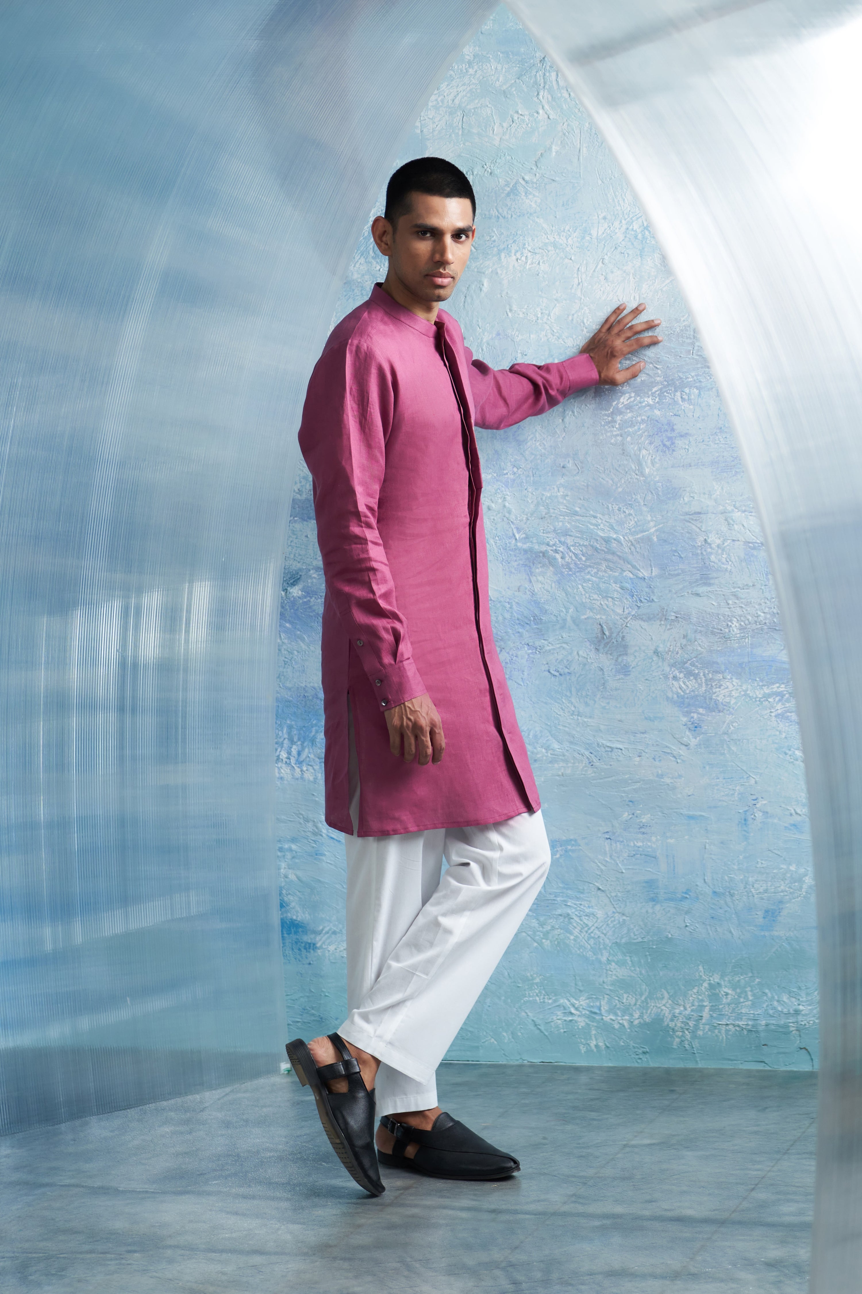 GRAPE PINK PLACKET KURTA SET