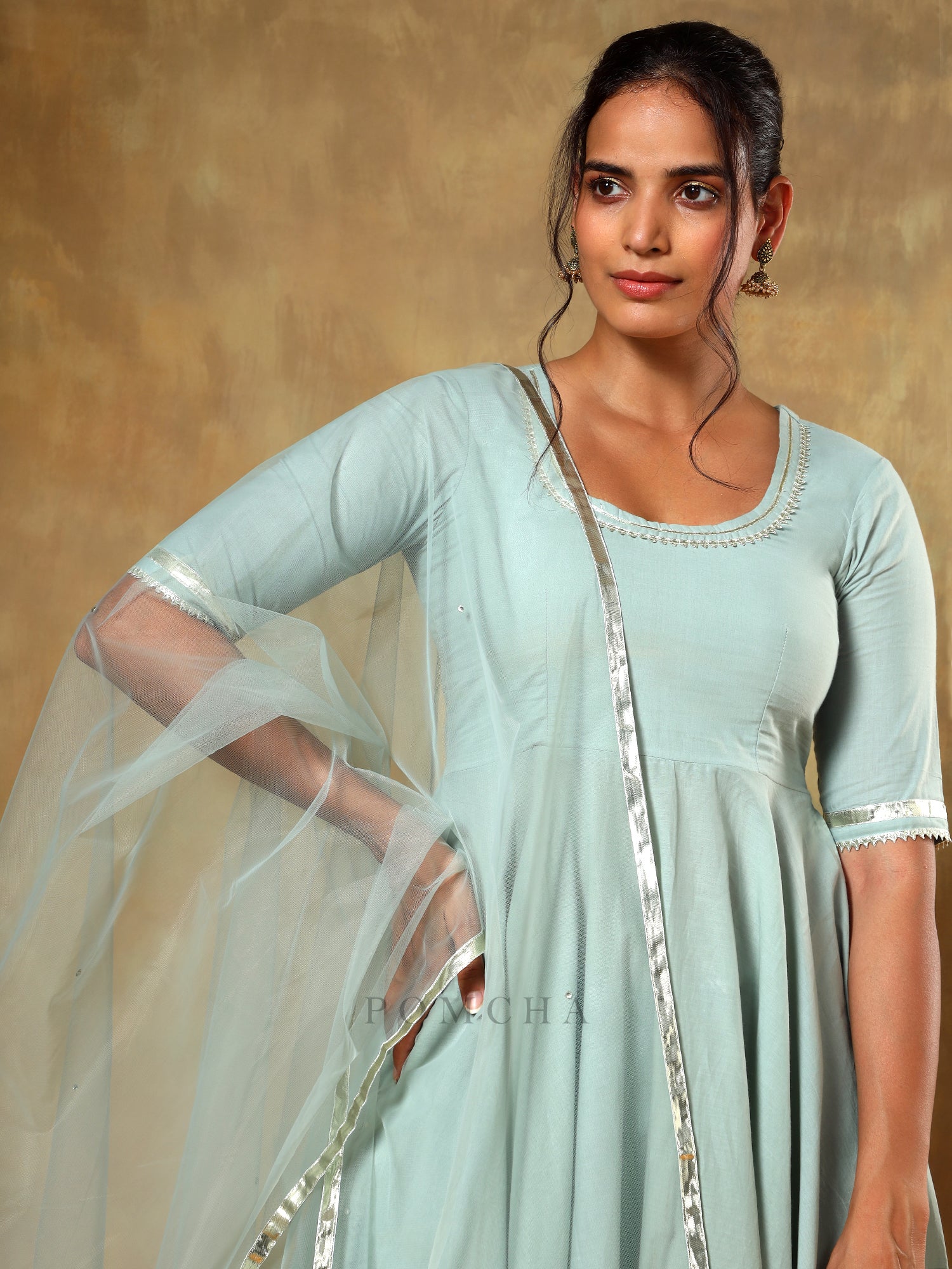 GUZARISH PASTEL COTTON ANARKALI SET