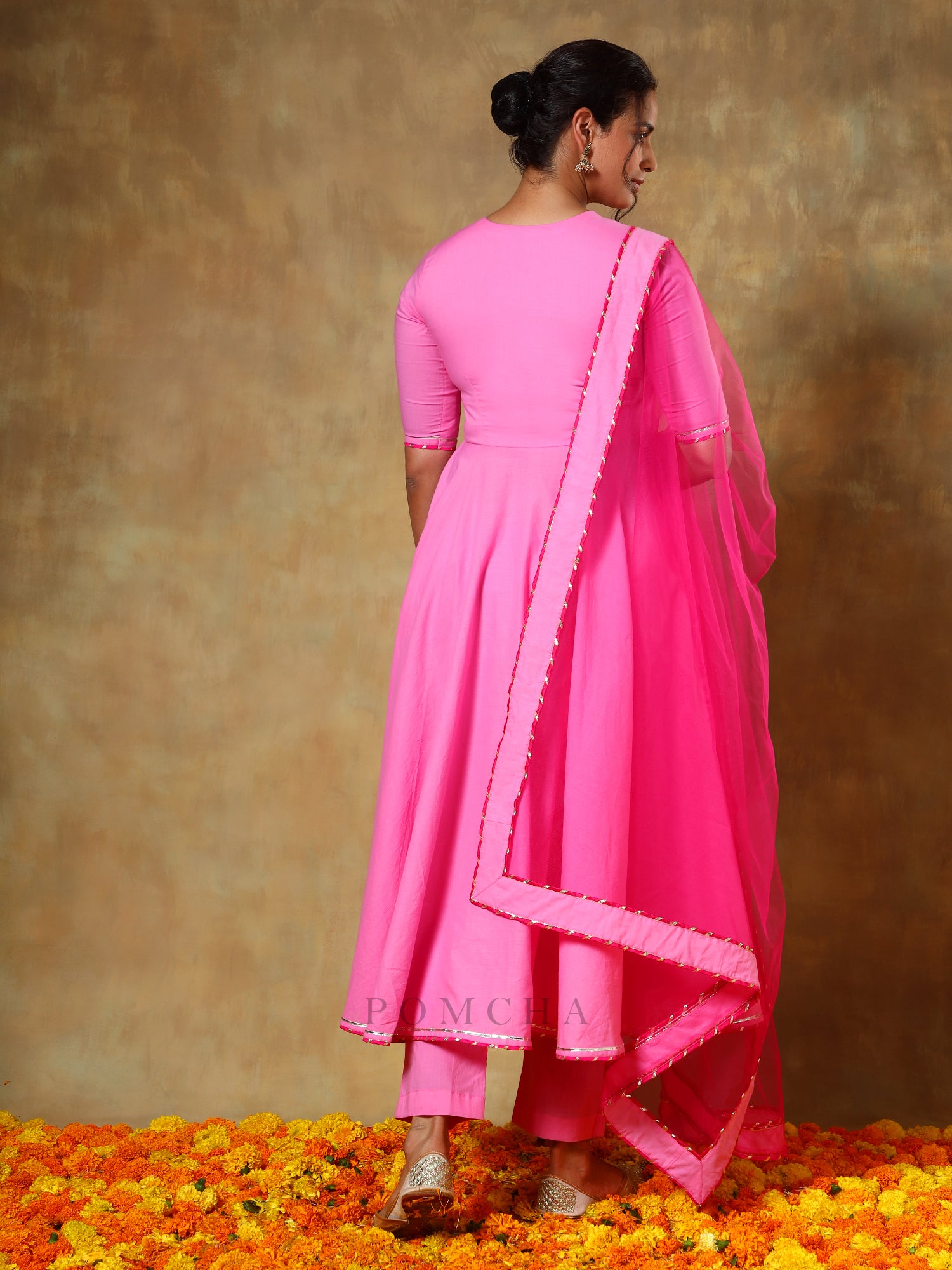 GUZARISH PINK COTTON ANGRAKHA SET