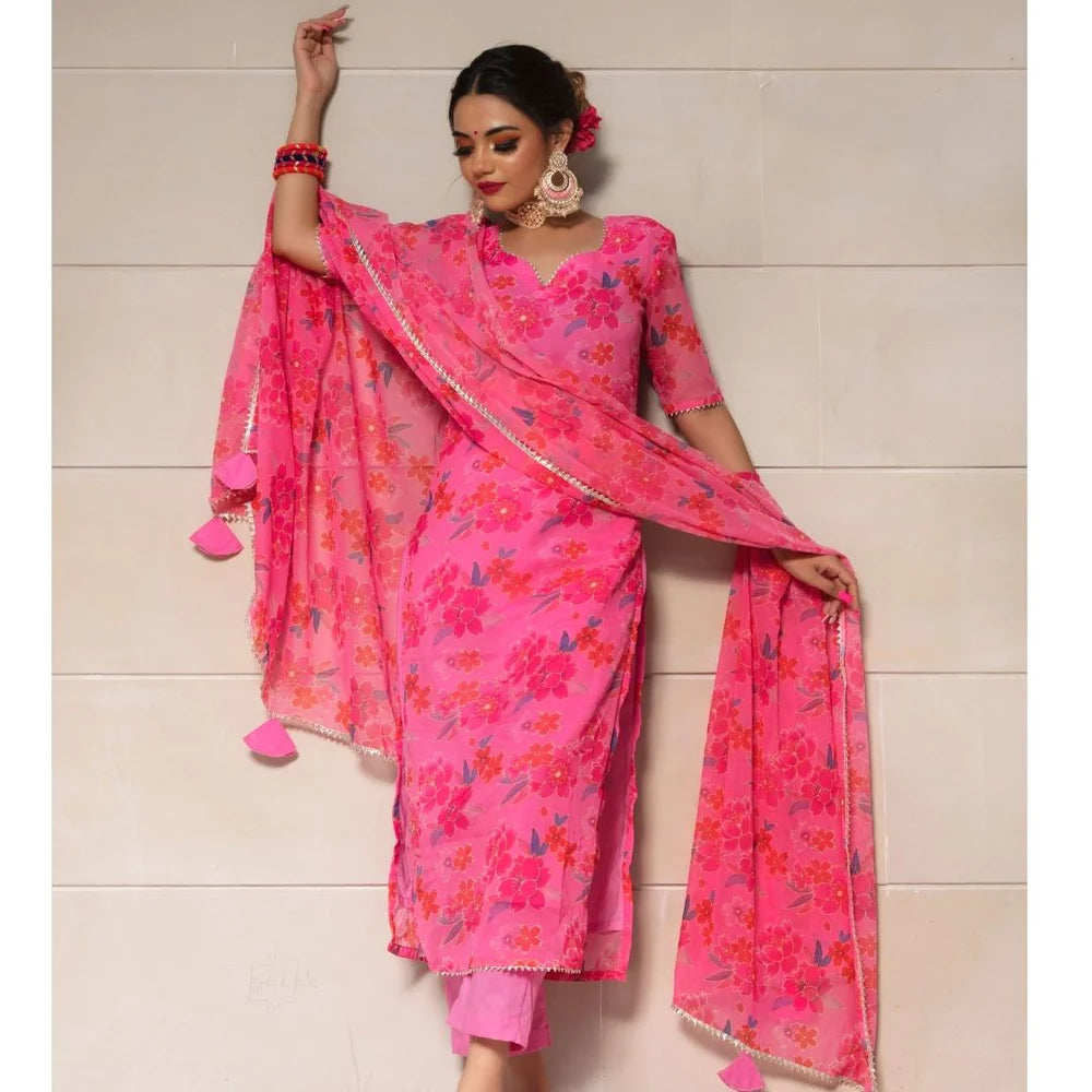 COSMOS PINK CHINNON CHIFFON SUIT SET