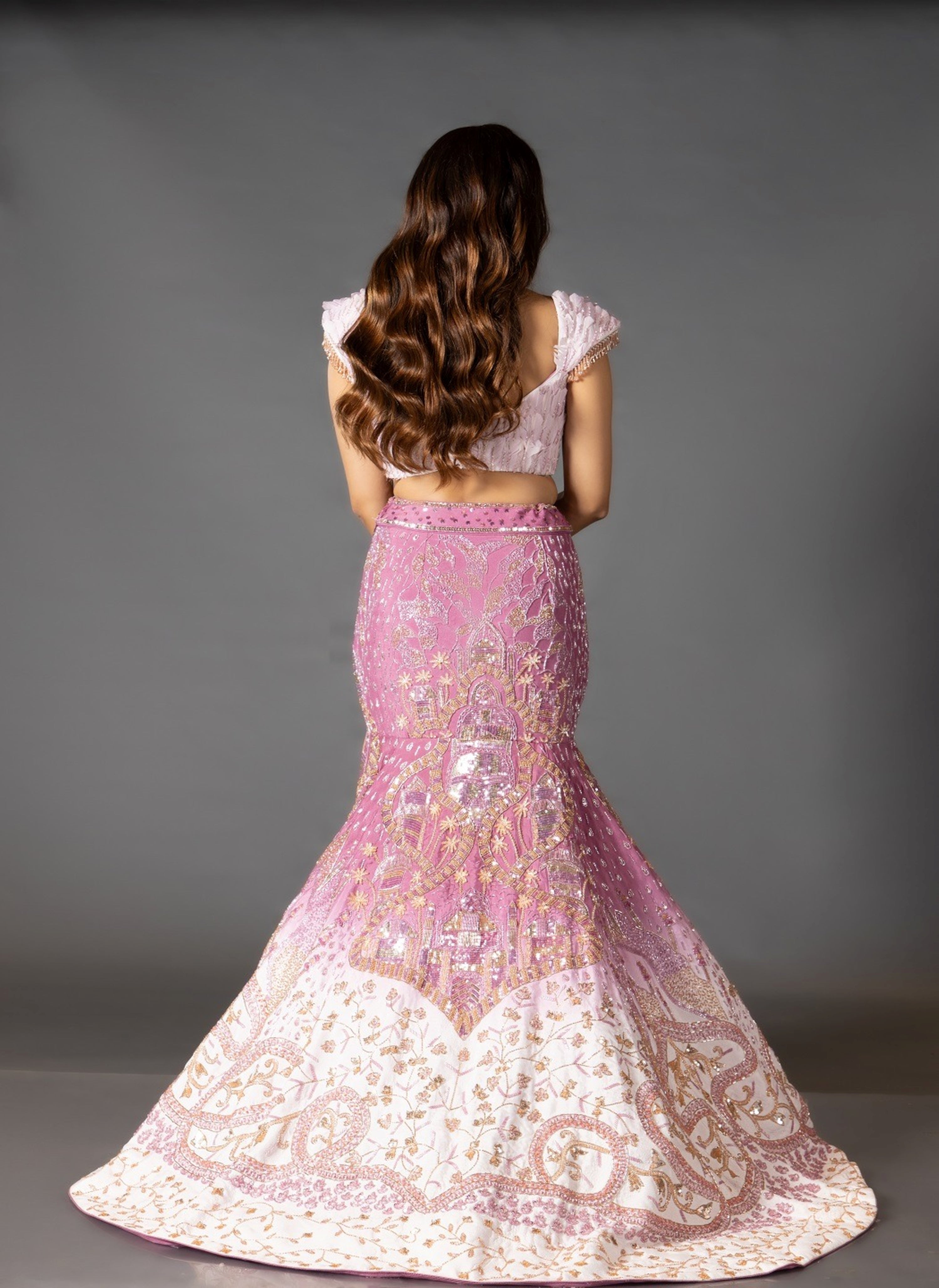 OMBRE MAUVE PINK LEHENGA SET