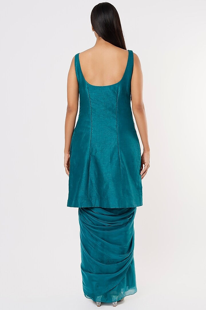 TEAL GREEN TUNIC DHOTI SET