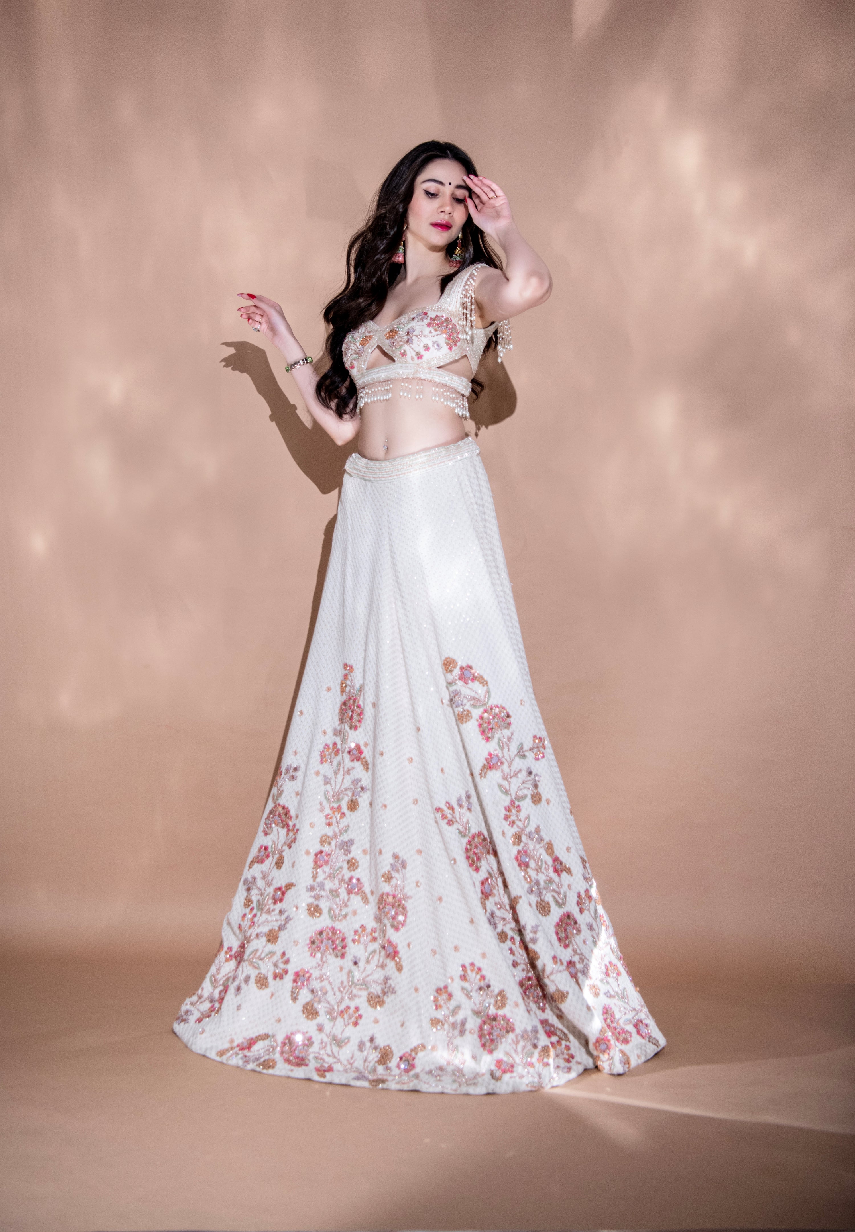 IVORY LEHENGA WITH DRAPE