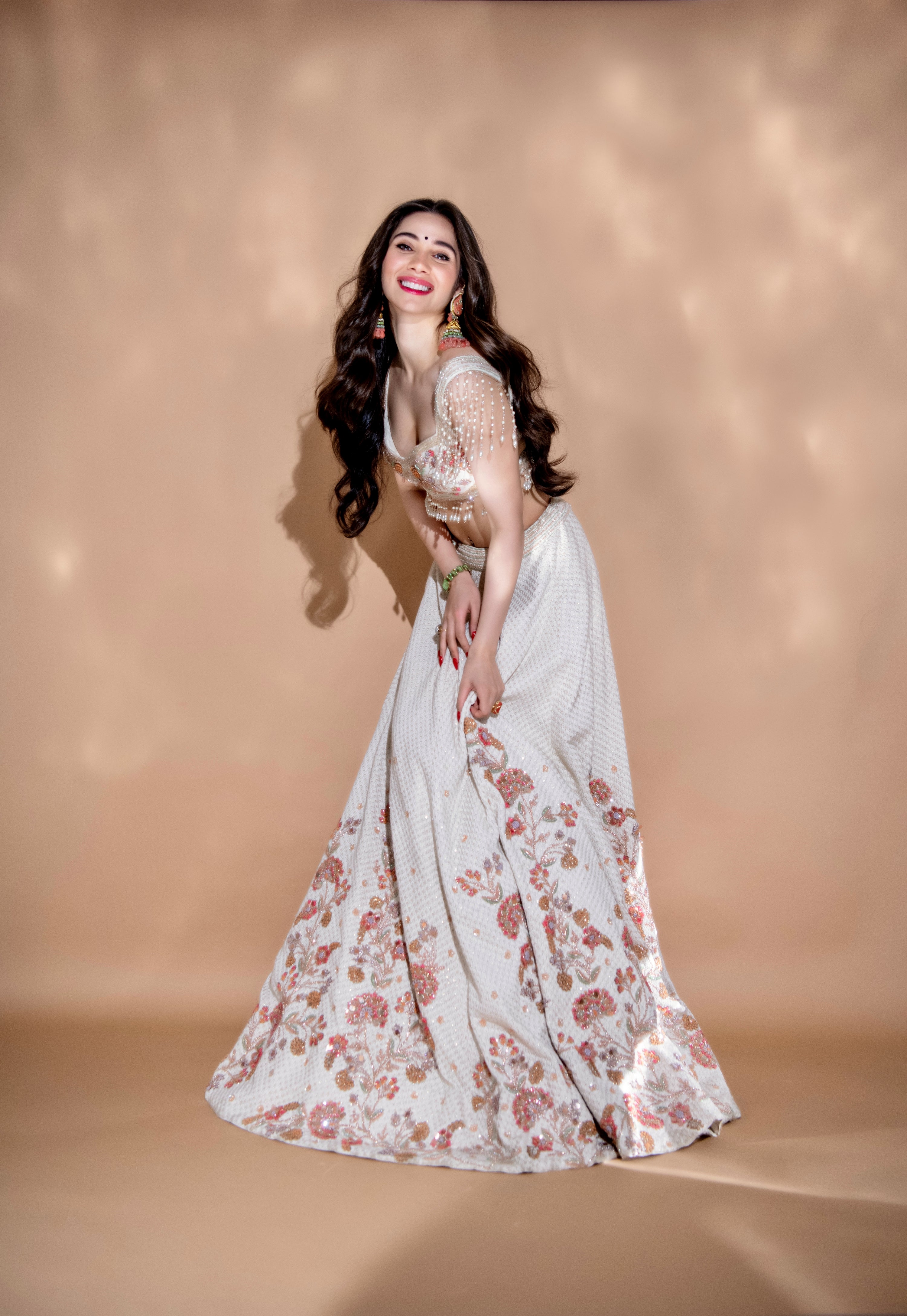 IVORY LEHENGA WITH DRAPE