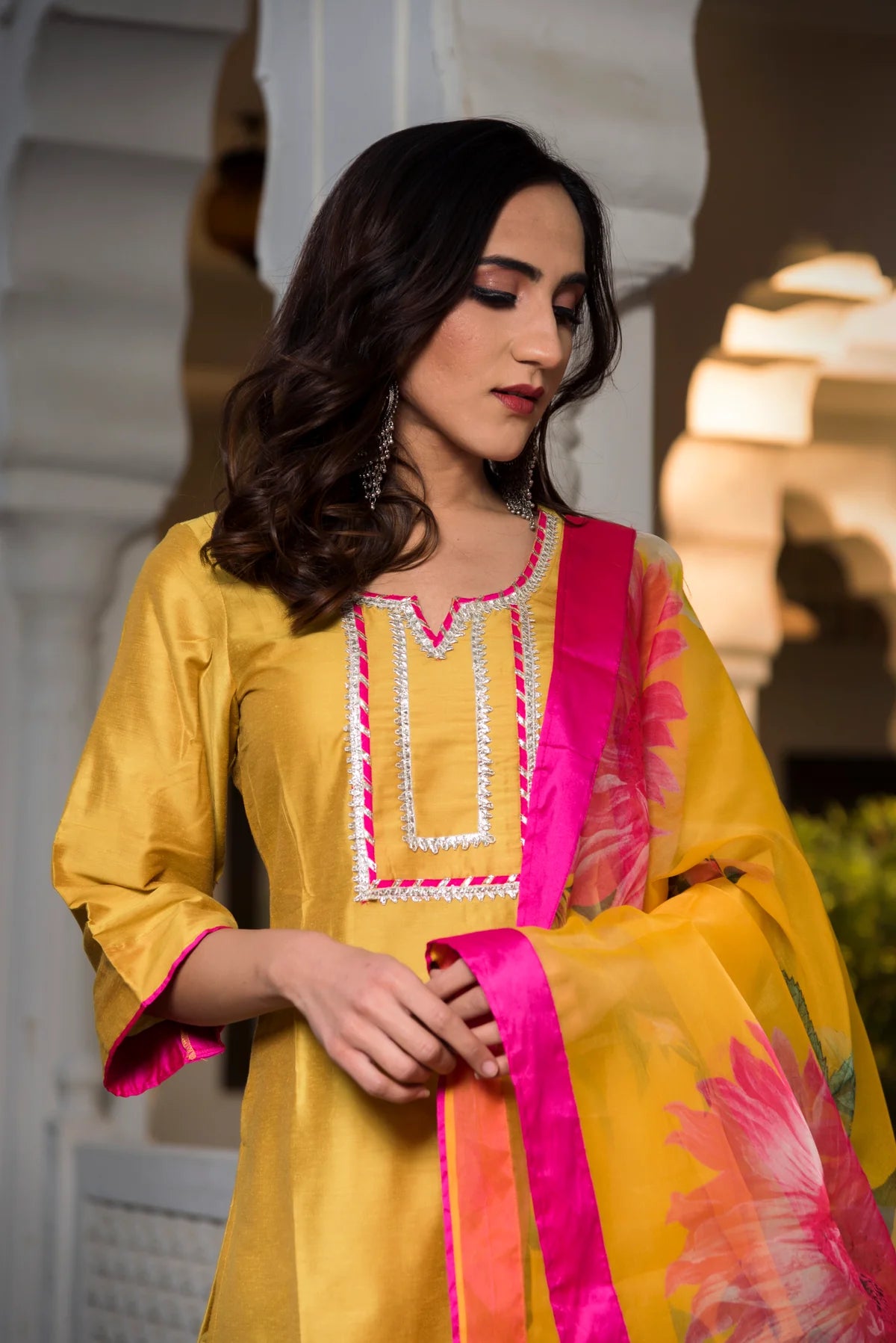 YELLOW COTTON SILK KURTA SET