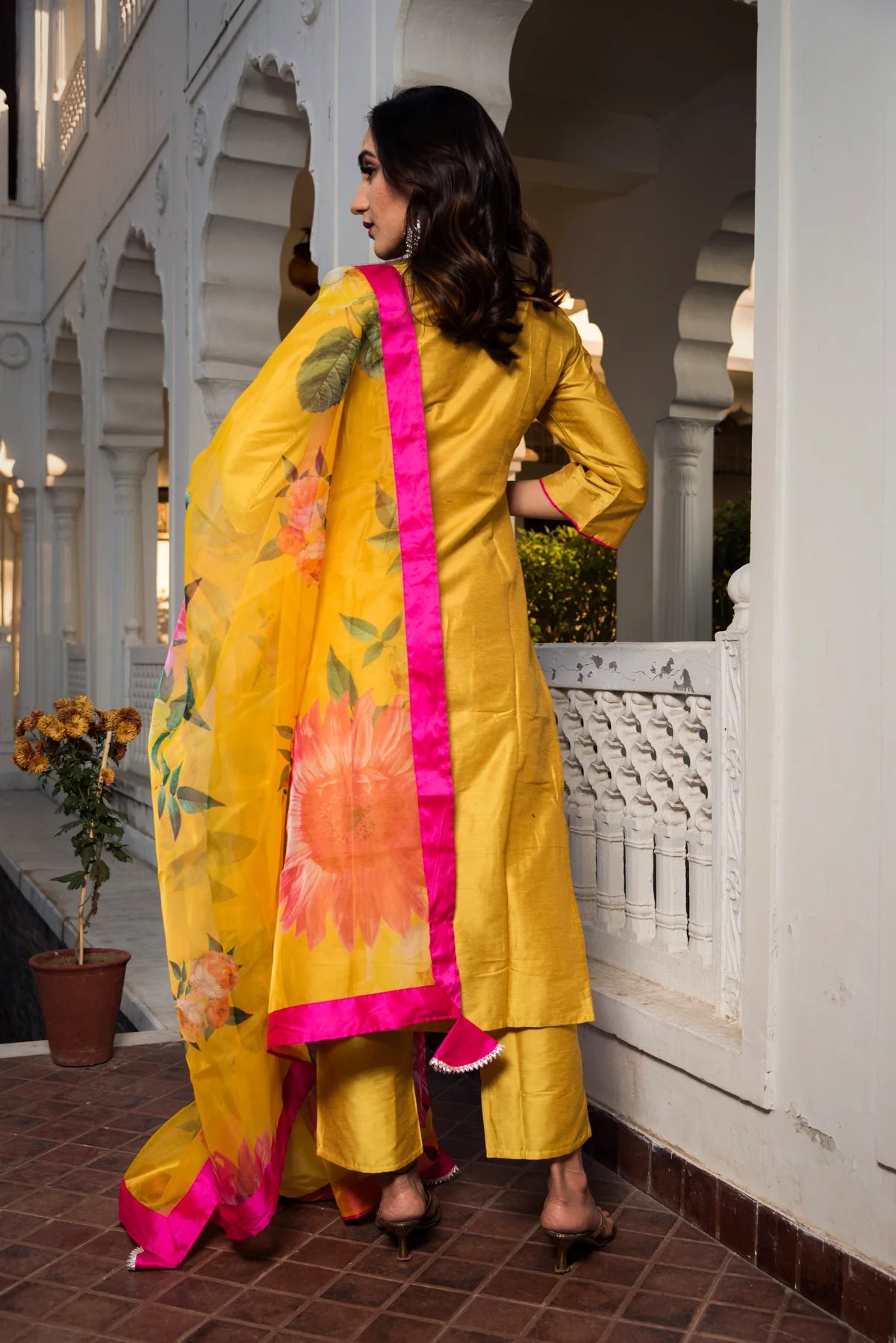 YELLOW COTTON SILK KURTA SET