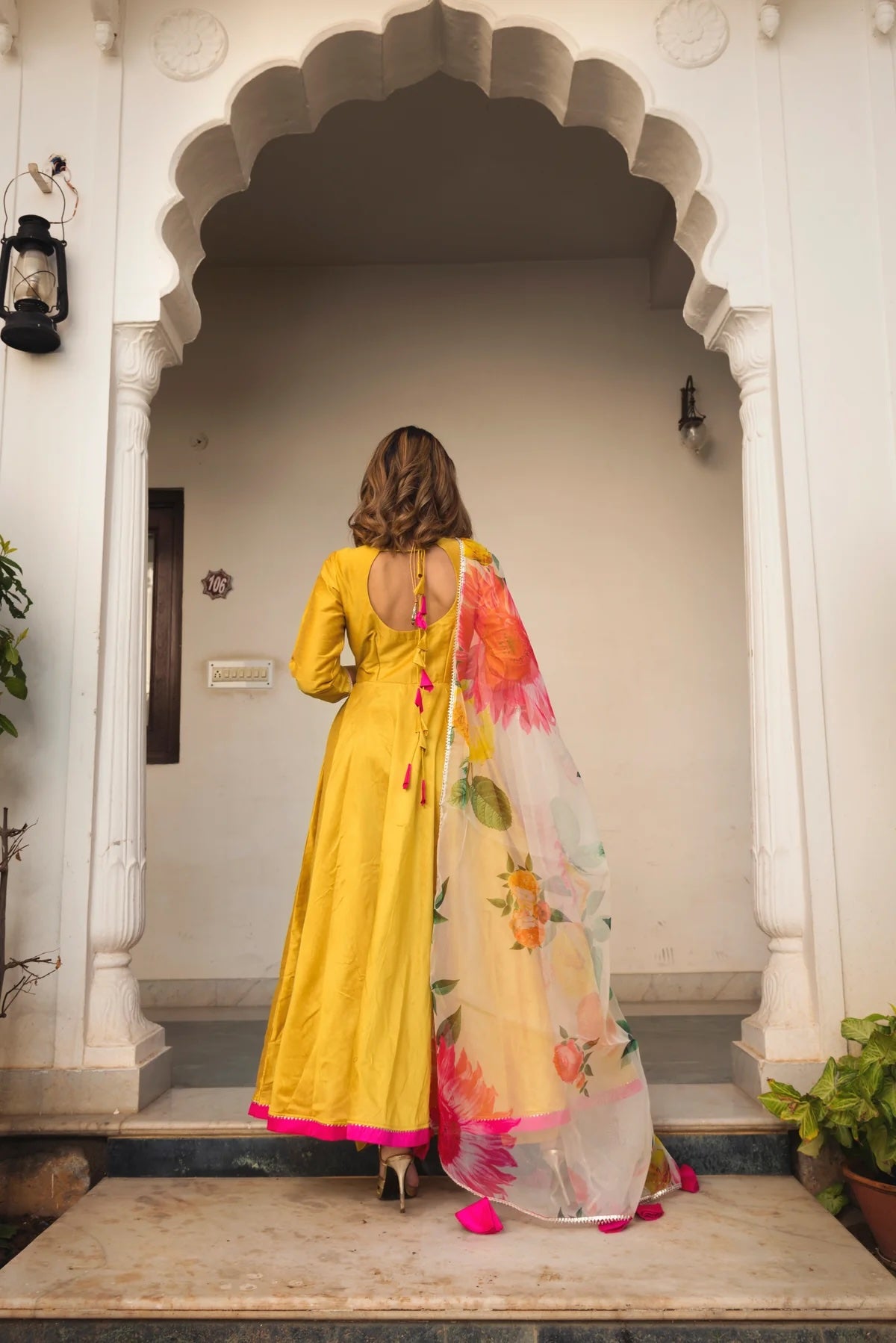 SUNFLOWER COTTON SILK YELLOW ANARKALI