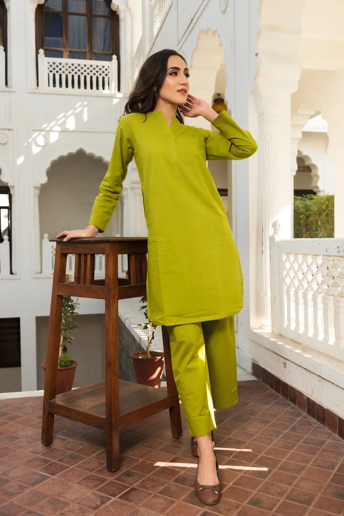 TULIP GREEN KURTA PANT SET