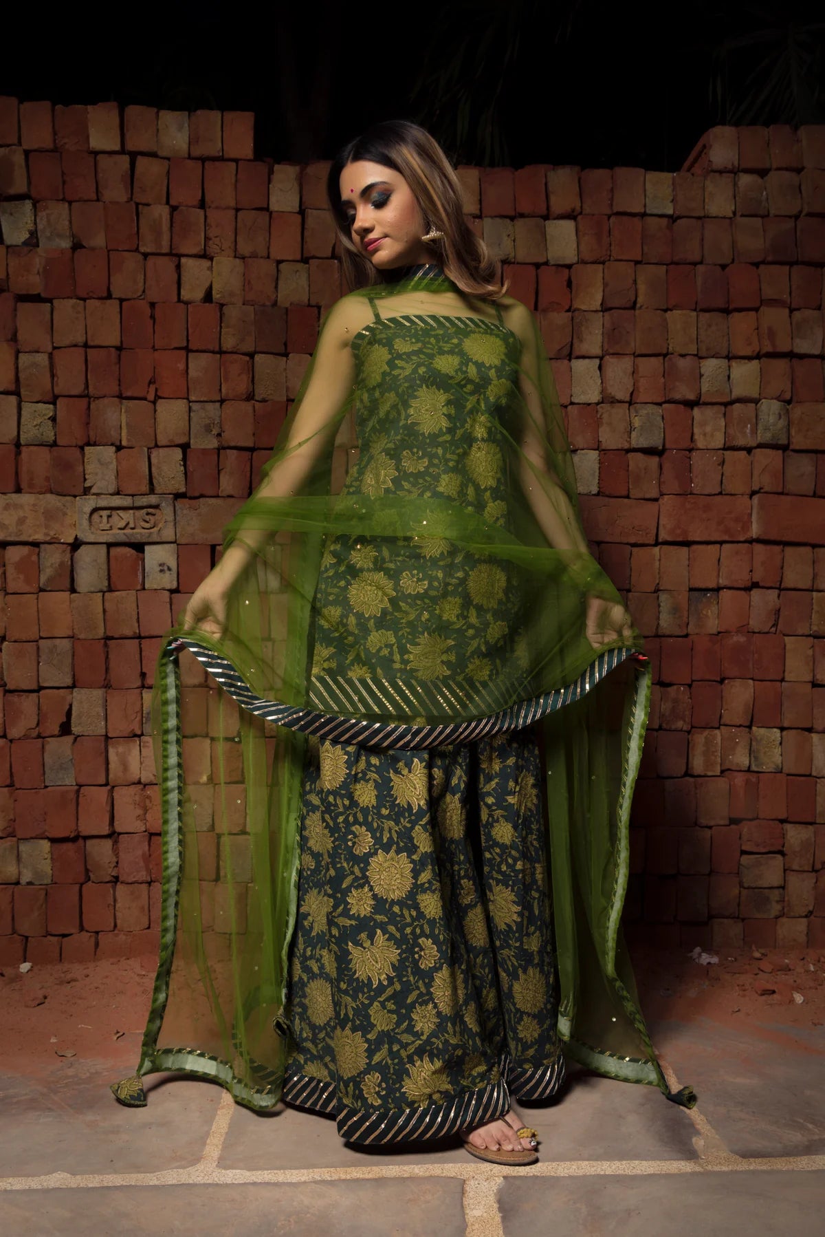 ORCHID GREEN HAND BLOCK PURE COTTON SUIT SET